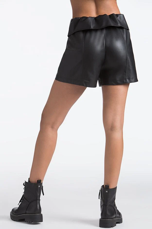 Faux Leather Belted Shorts—REJUICED - Image 3