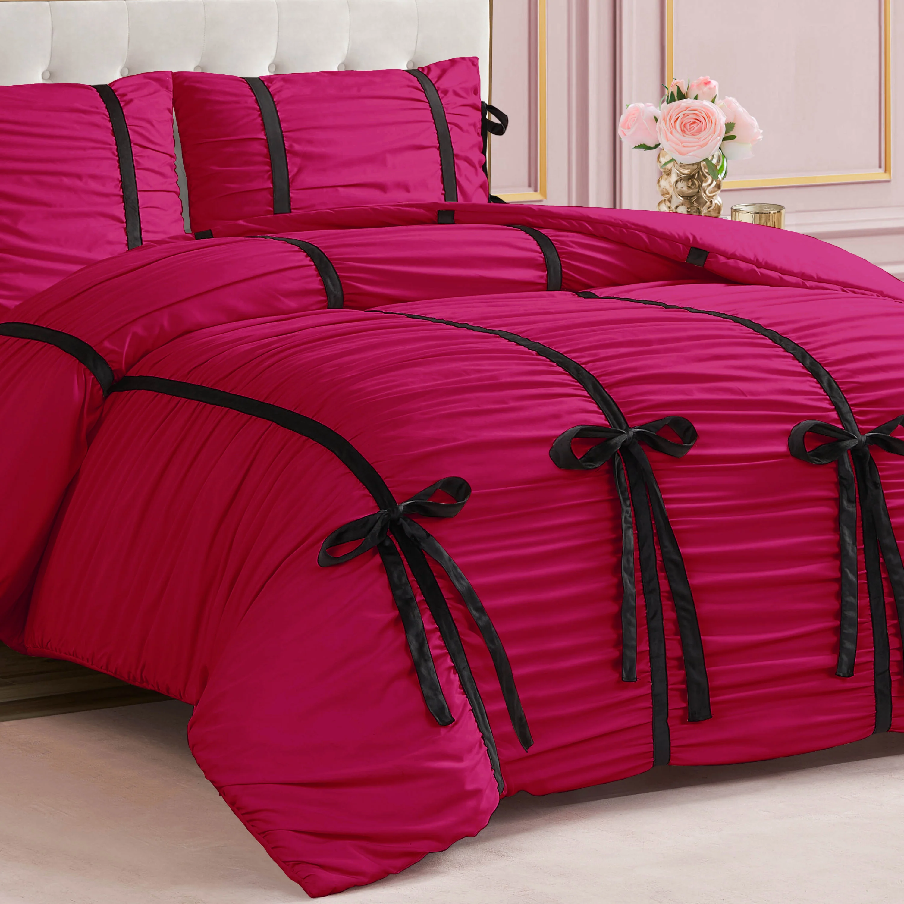 Amelie Bows Ruched Comforter Set - Image 4