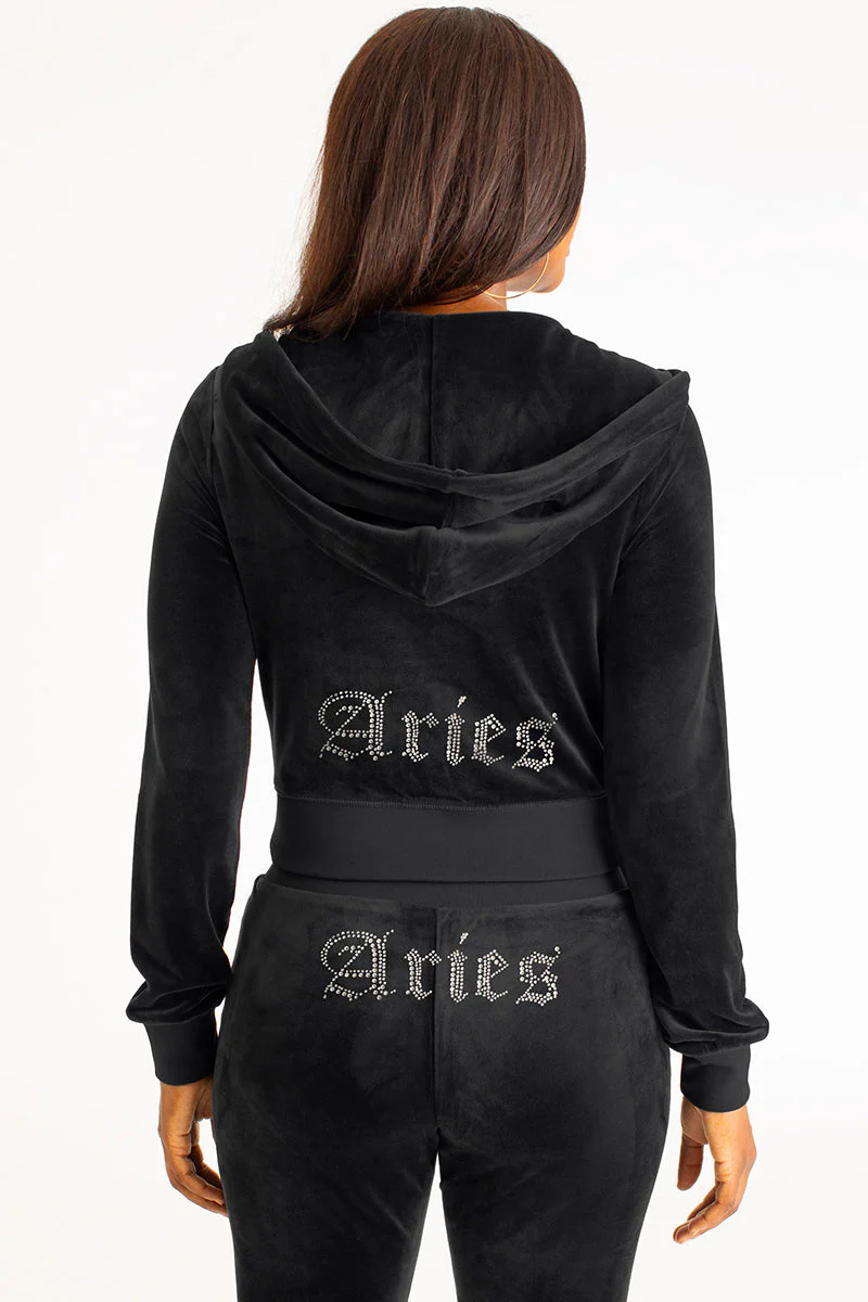 Aries Customizable Big Bling Velour Hoodie - Image 3
