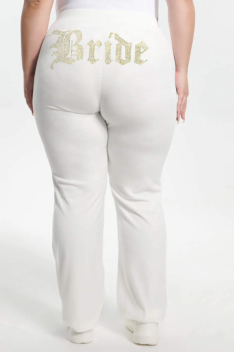 Bride Customizable Big Bling Velour Track Pants - Image 7