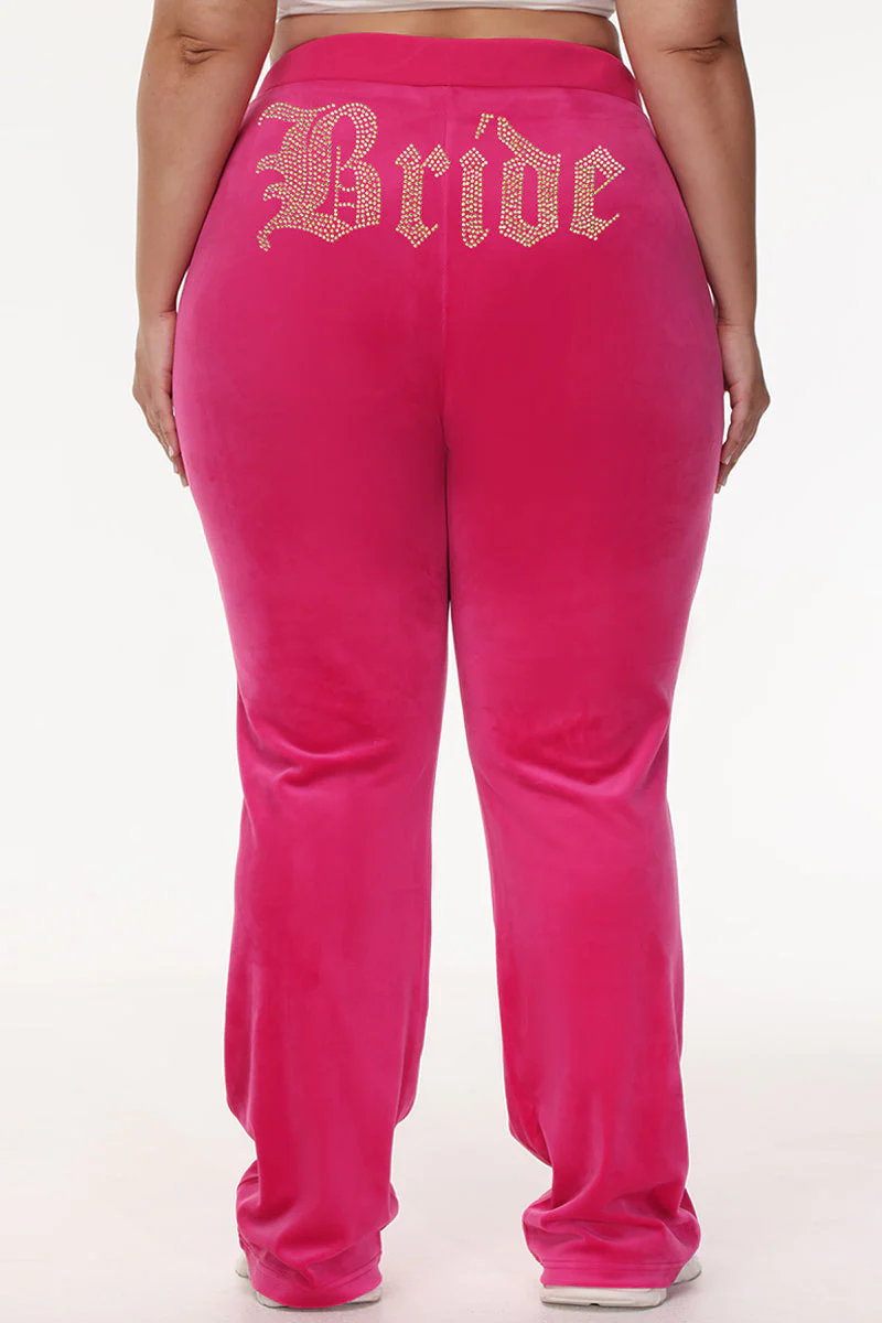 Bride Customizable Big Bling Velour Track Pants - Image 9