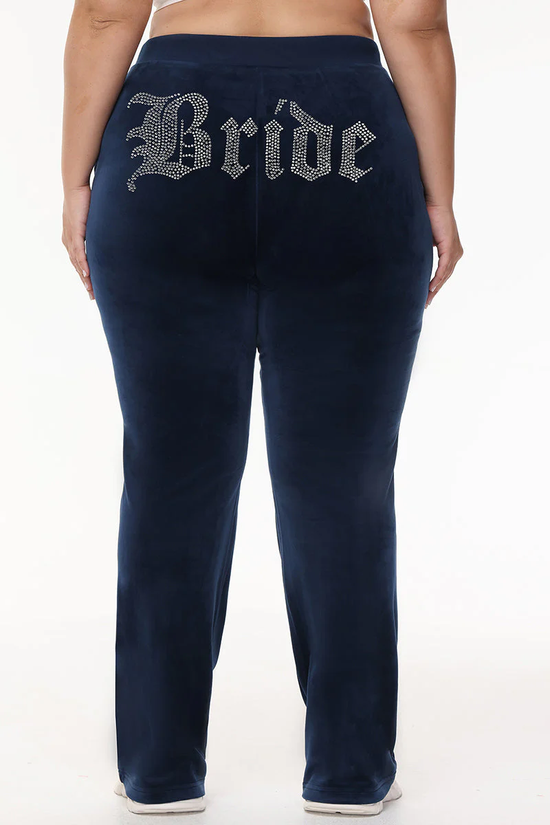 Bride Customizable Big Bling Velour Track Pants - Image 9