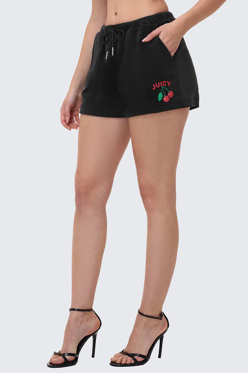 Cherry Bling Velour Shorts - Image 7