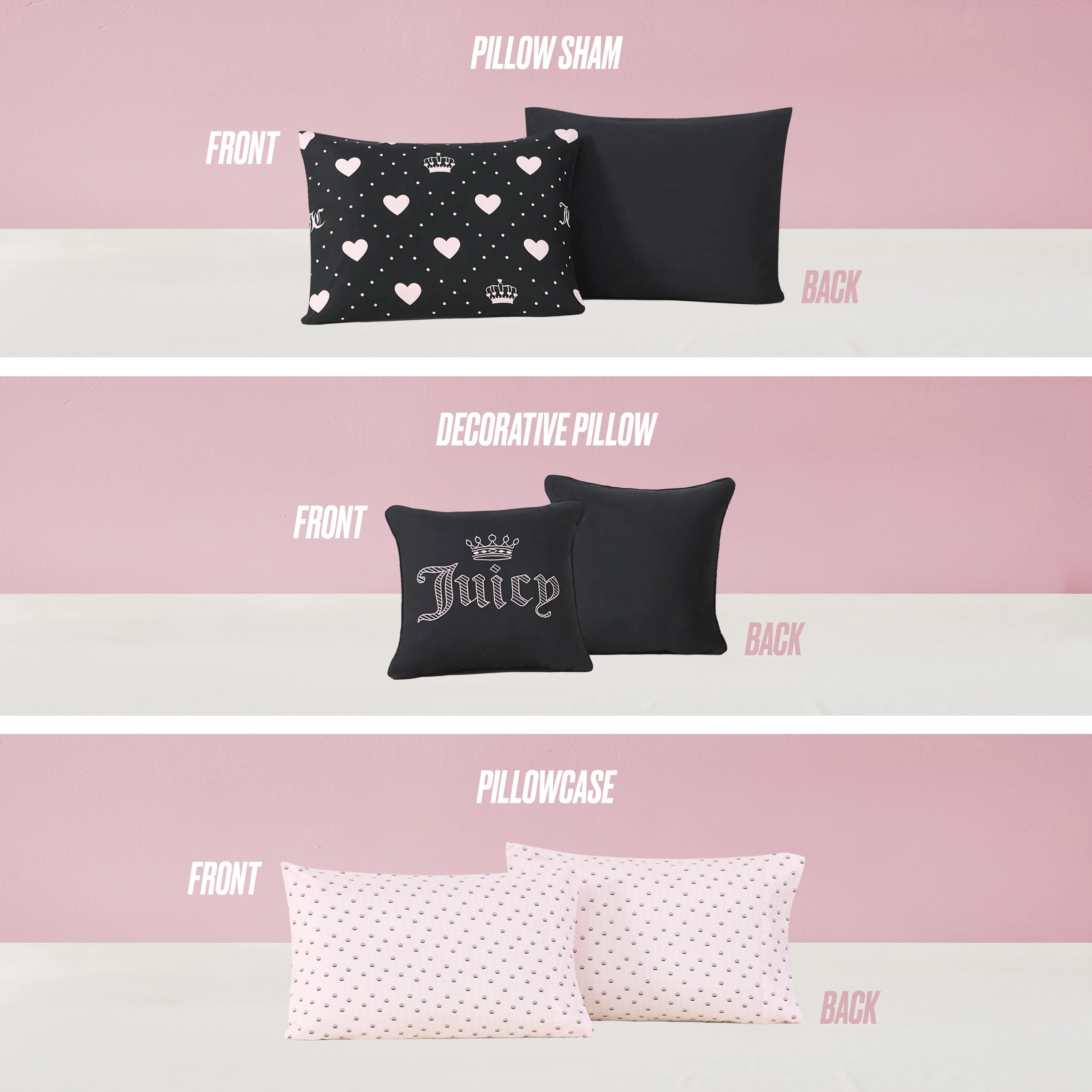 Diamond Hearts Black Comforter Bed in a Bag Bedding Set - Image 3
