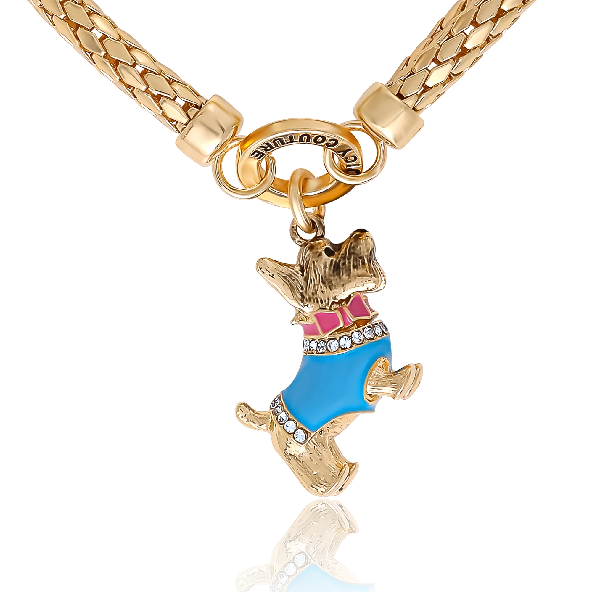 Double Chain Bracelet with Blue Dog Charm - Image 4