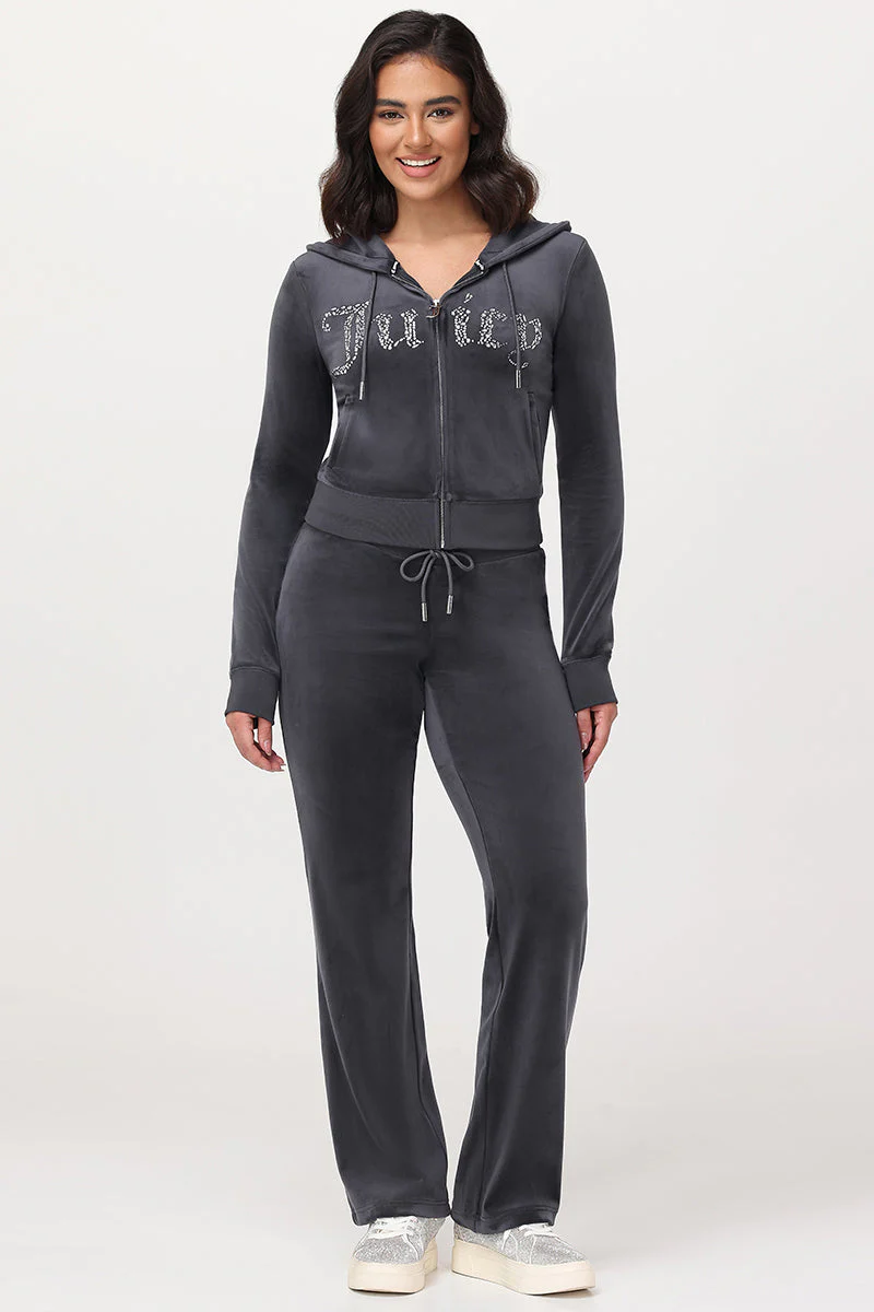 Front Mixed Crystals Velour Hoodie - Image 5