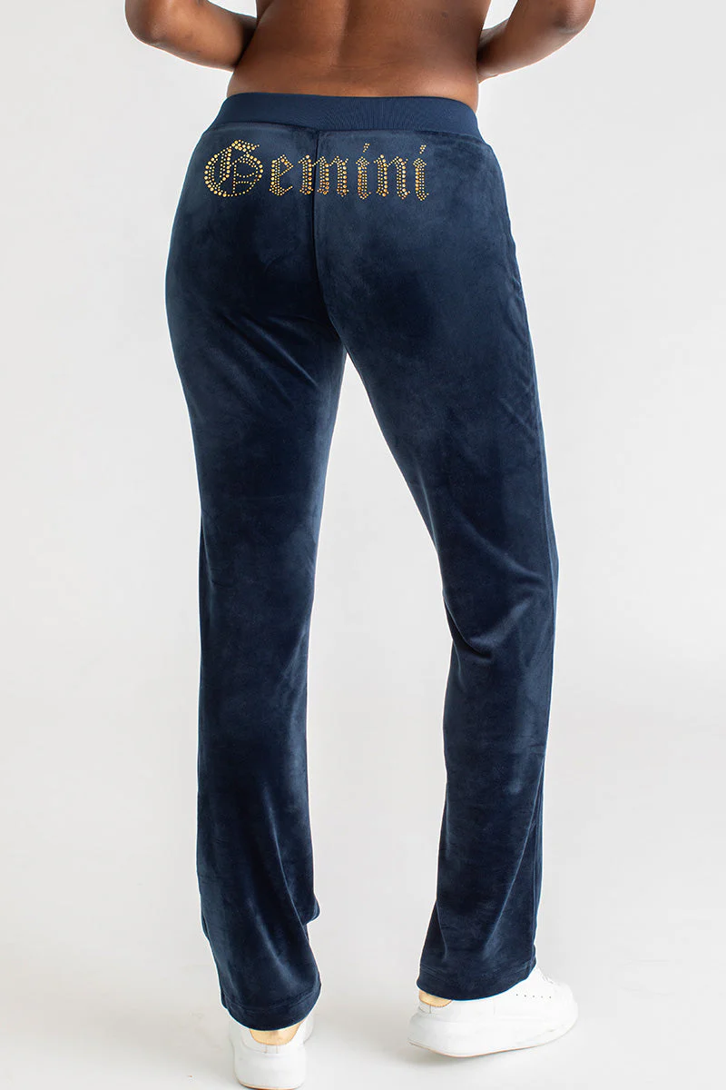 Gemini Customizable Big Bling Velour Track Pants - Image 3