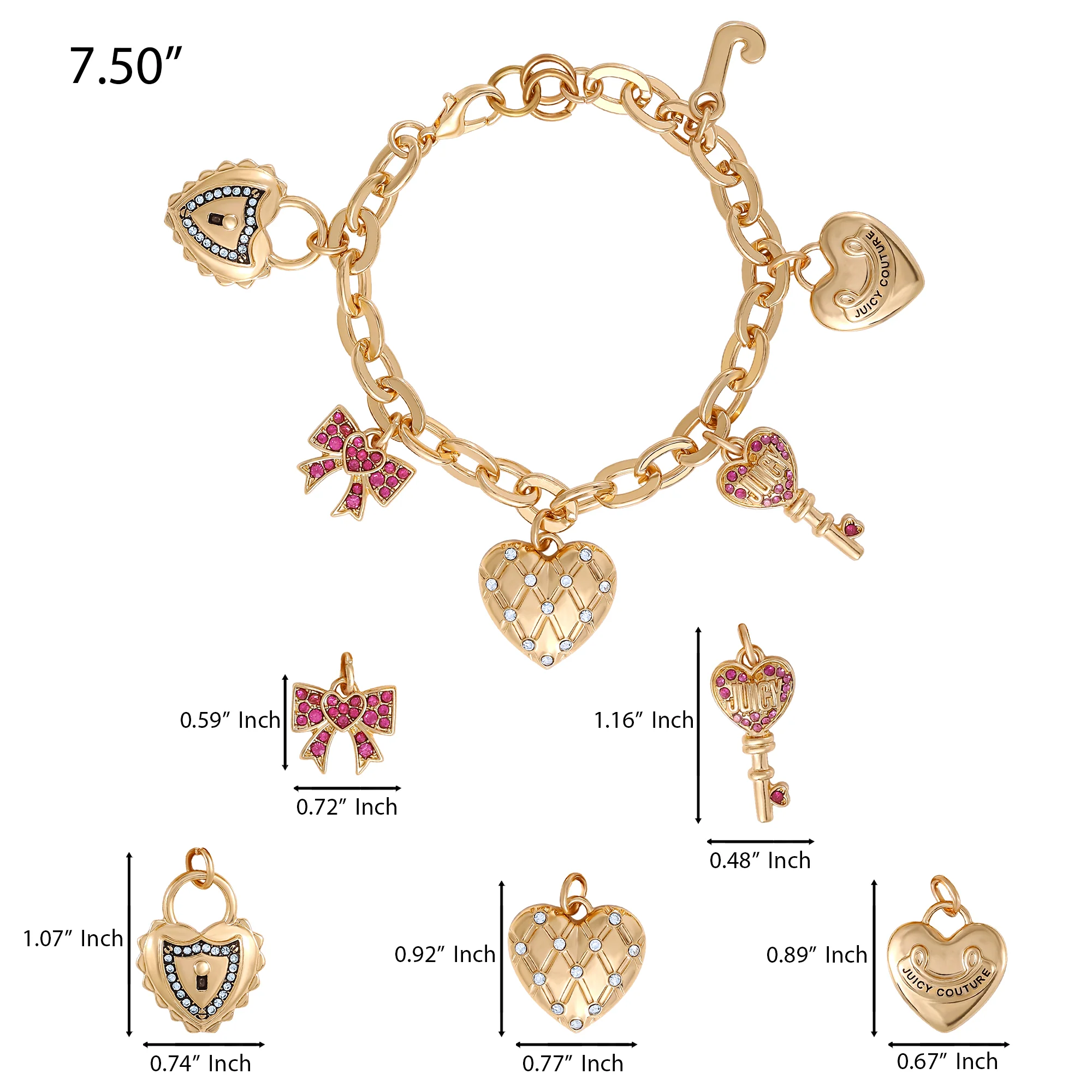 Heart & Key Charm Bracelet - Image 4