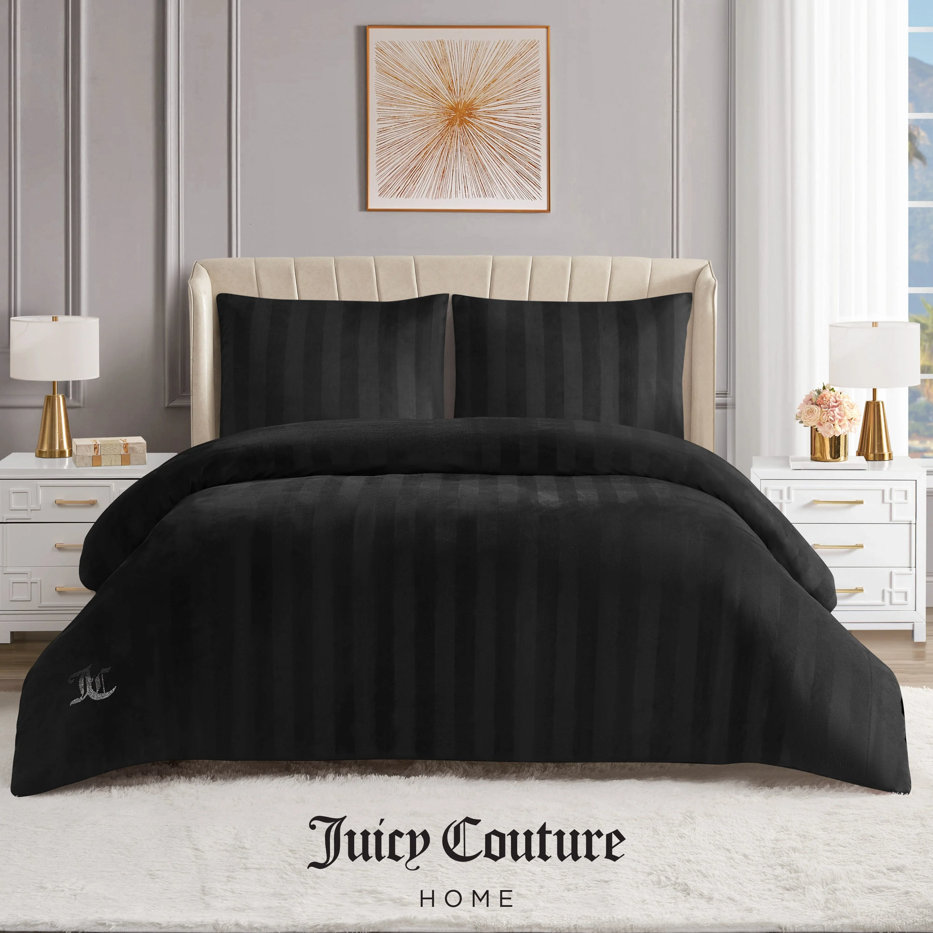 Jenny Velour Striped Jacquard Comforter Set - Image 5