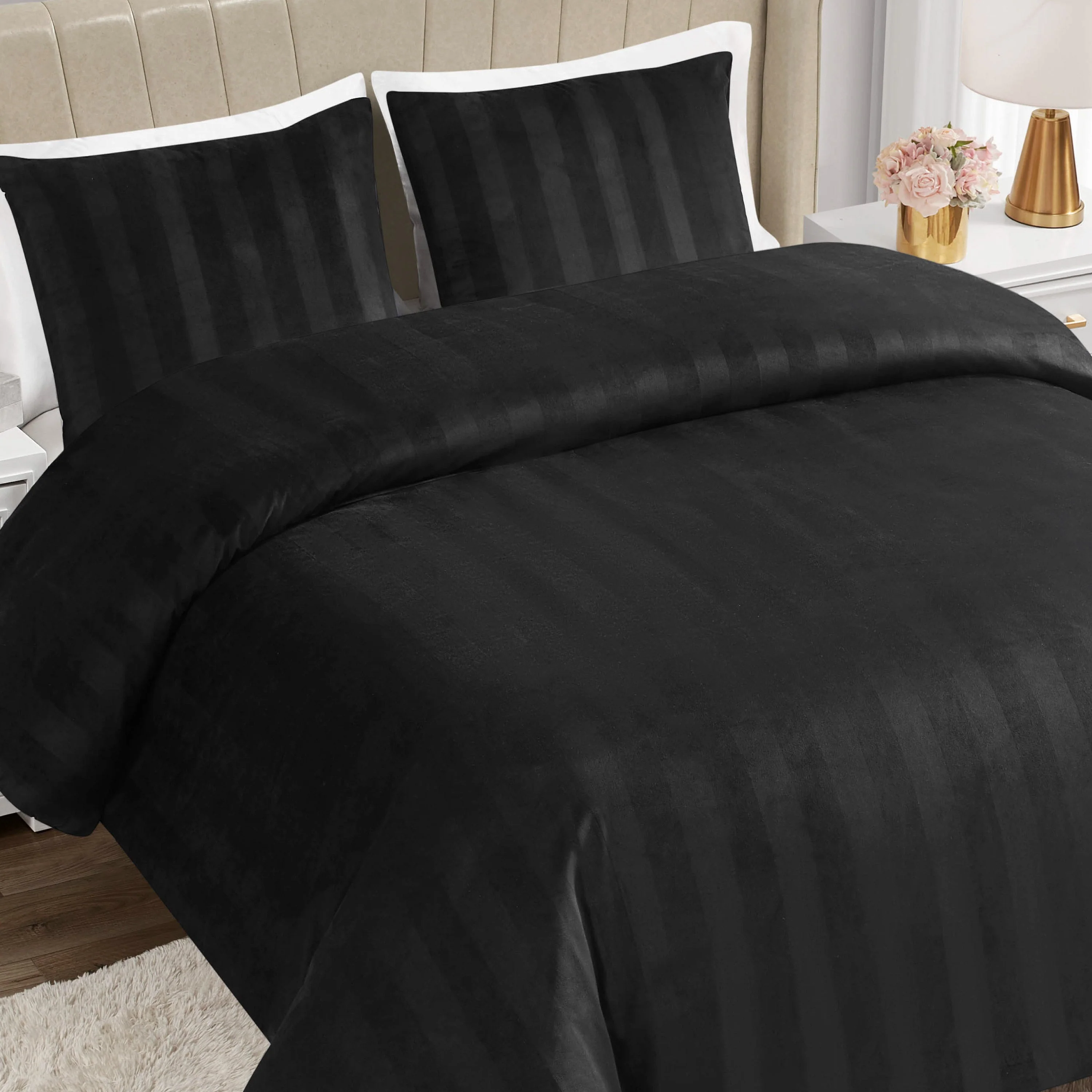 Jenny Velour Striped Jacquard Duvet Set - Image 4