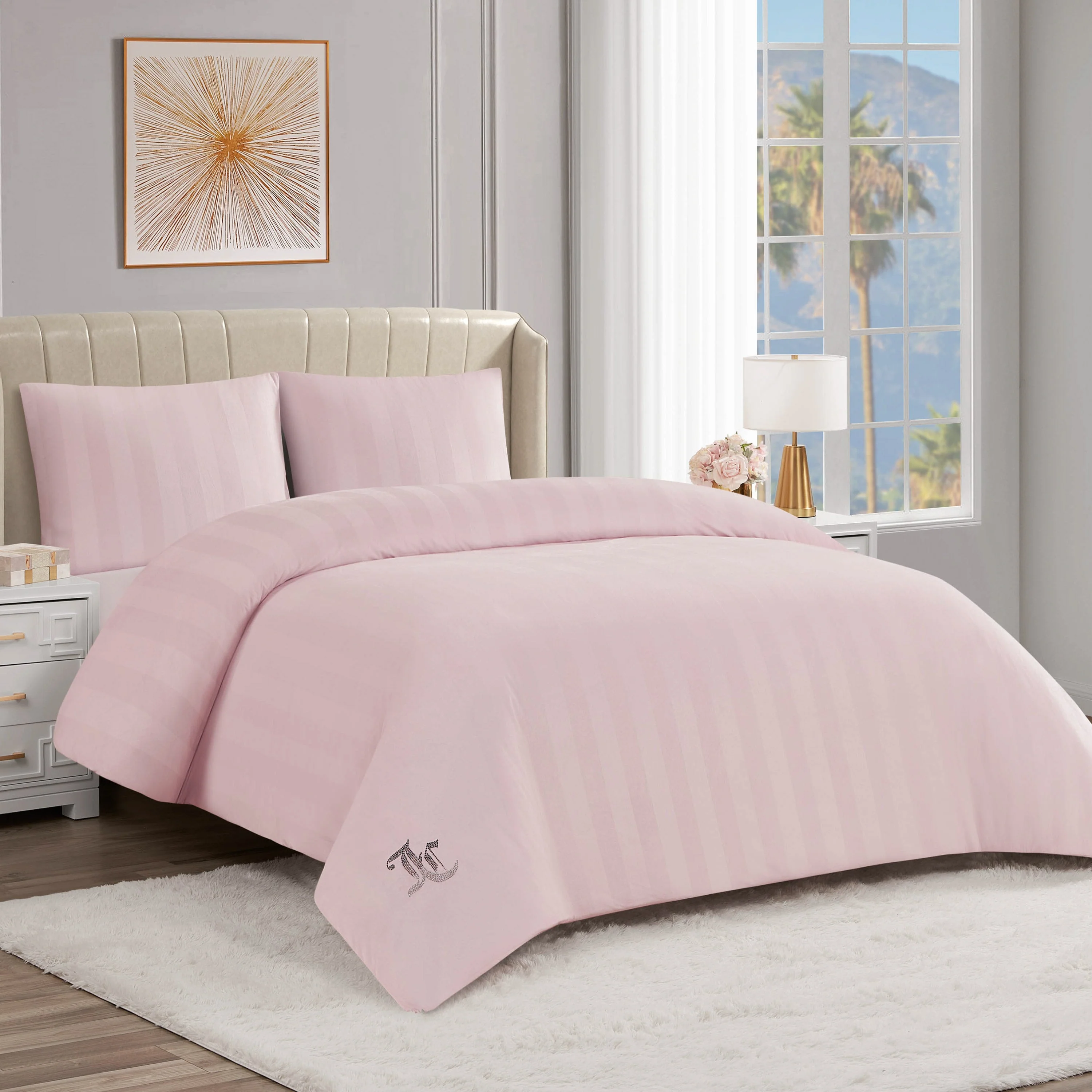 Jenny Velour Striped Jacquard Duvet Set - Image 2