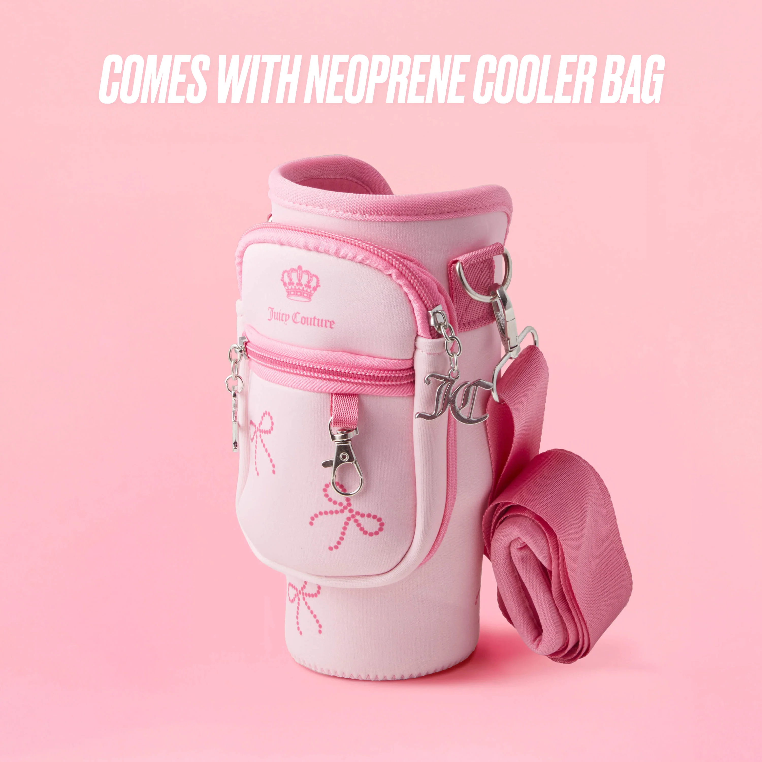 Jetsetter Hydration Stainless Steel Tumbler with Handle, Straw & Topper with Neoprene Crossbody Pouch - Image 5