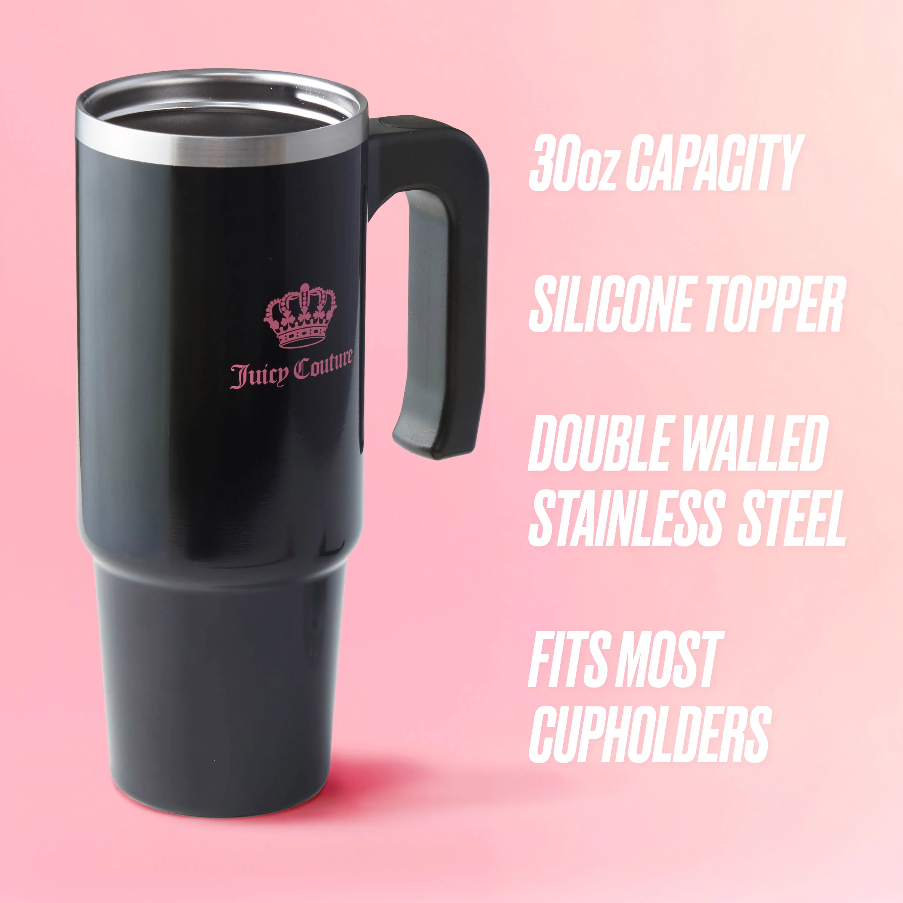 Jetsetter Hydration Stainless Steel Tumbler with Handle, Straw & Topper with Velour Crossbody Pouch - Image 2