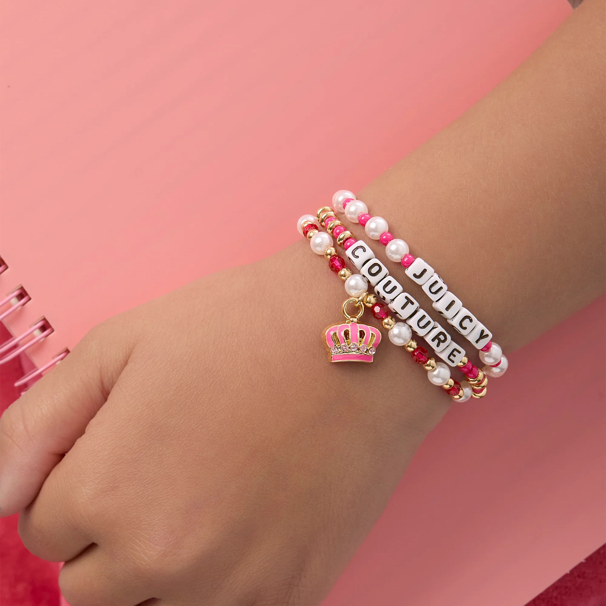 Kids Crown Charm 3 Piece Stretch Beaded Bracelet Set - Image 3