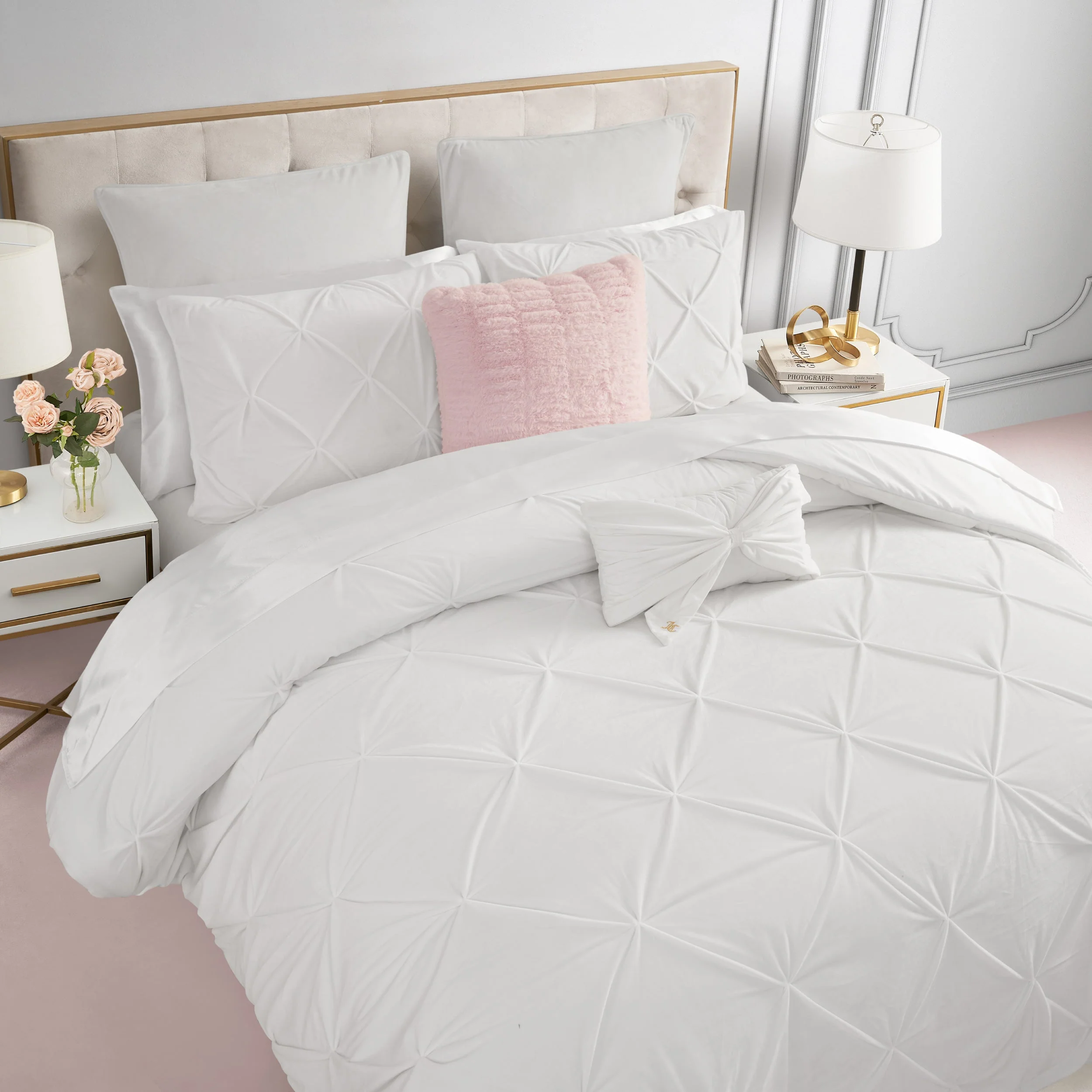 Kiss Pleat Micromink Comforter Set With Decorative Pillows - Image 2