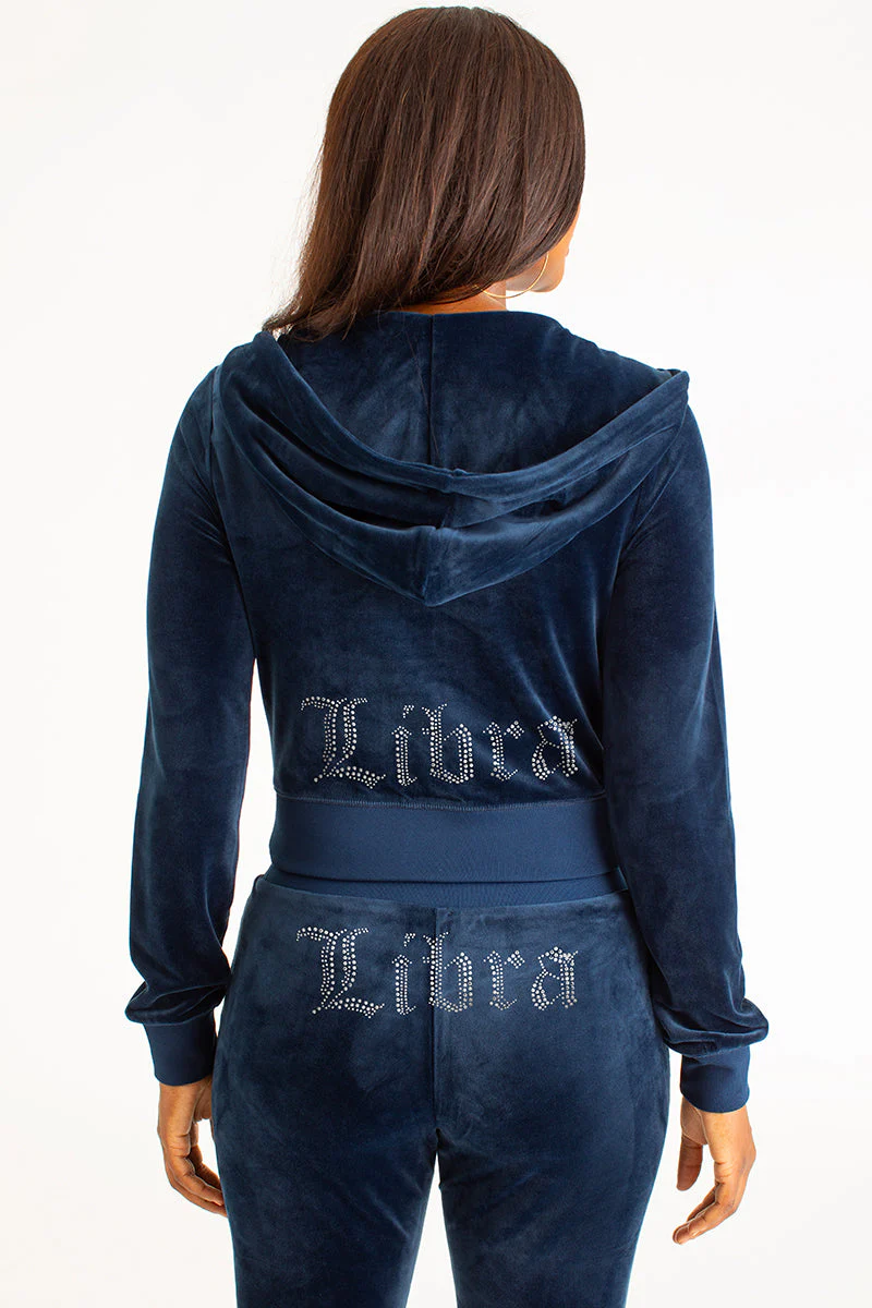 Libra Customizable Big Bling Velour Hoodie
