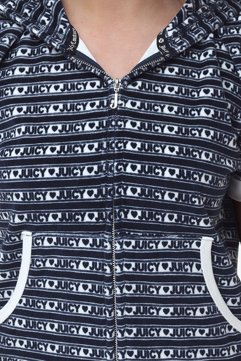 Logo Stripe Short Sleeve Zip Hoodie - Image 4