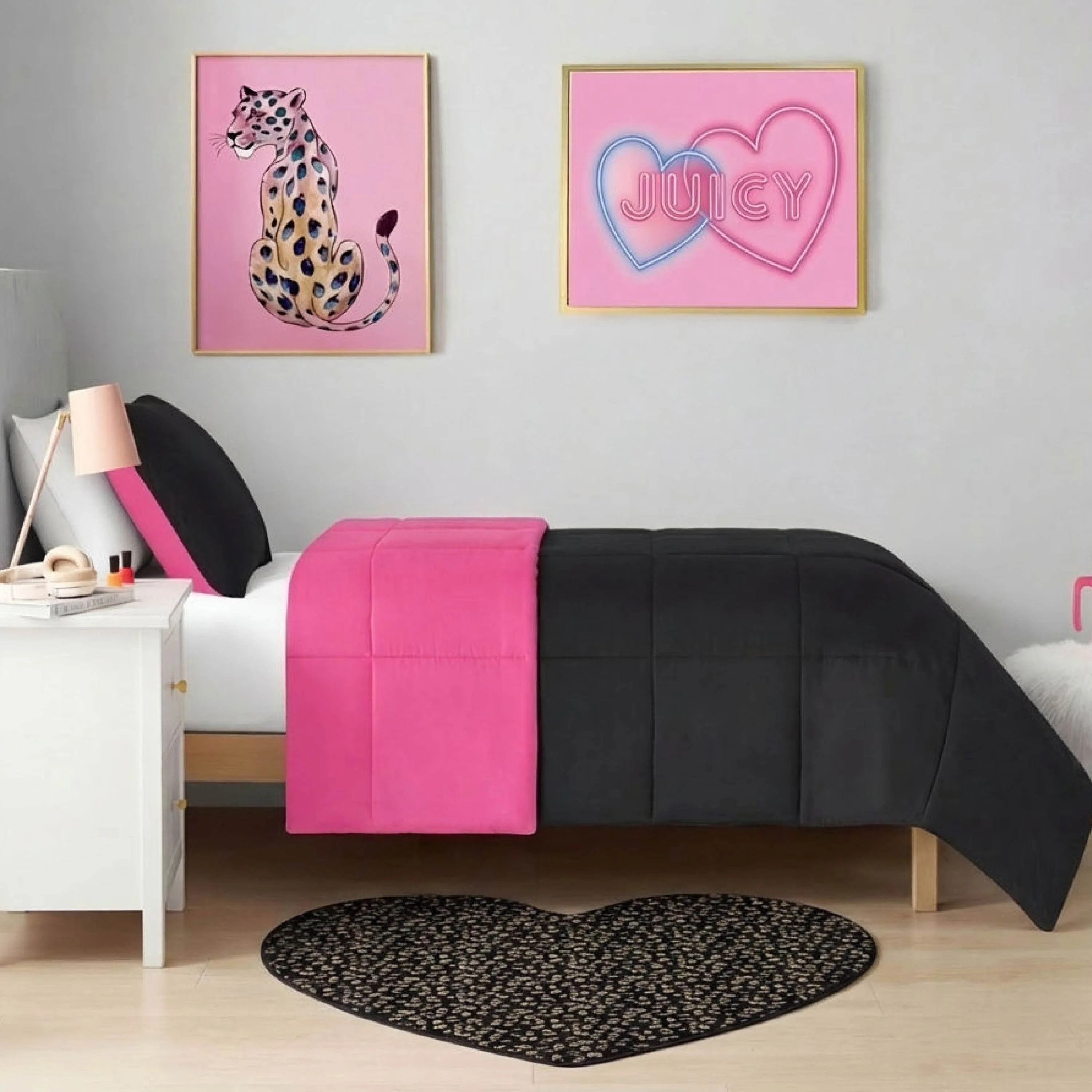 Metallic Leopard Plush Rug, 3' Heart - Image 2