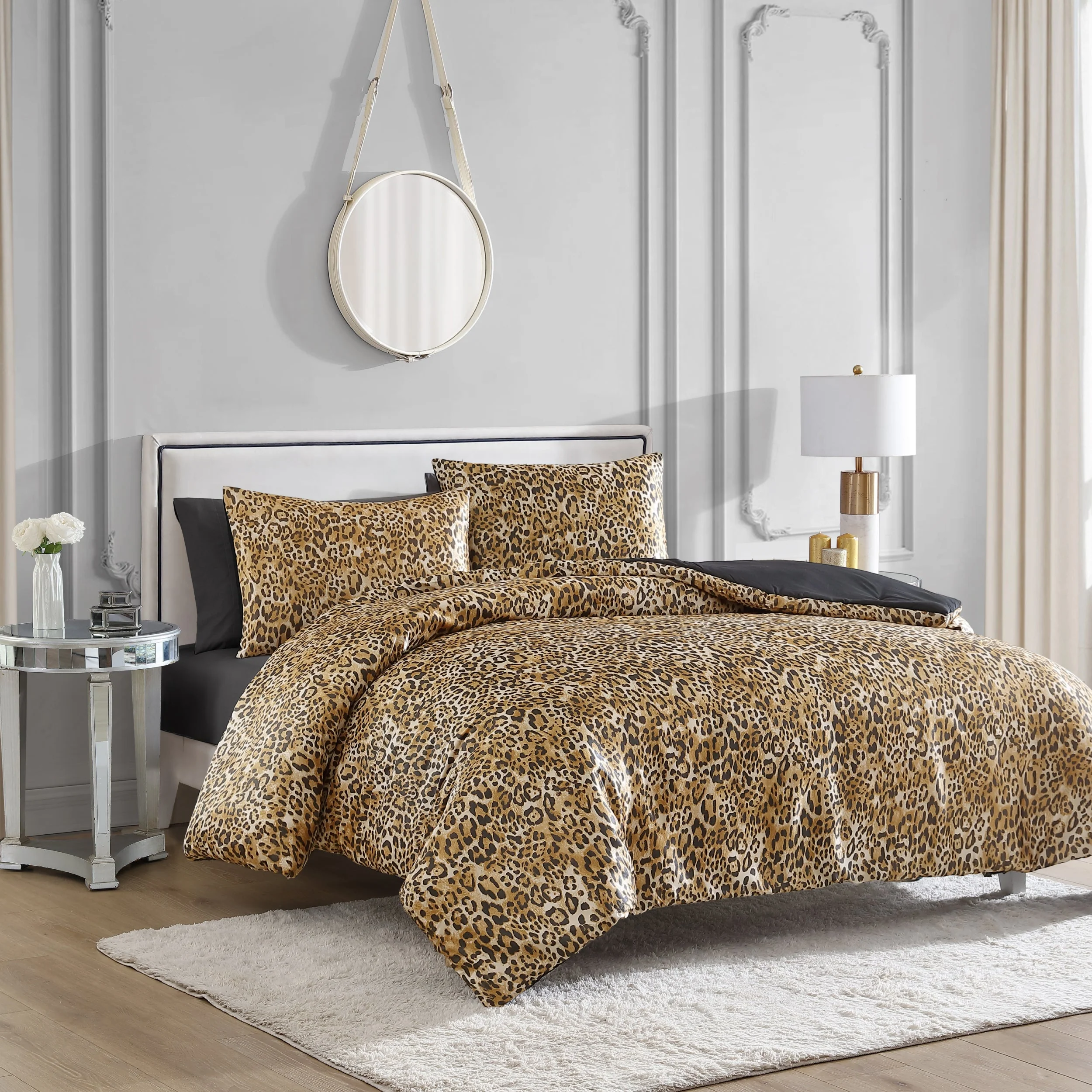 Monica Leopard Satin Reversible Comforter Set - Image 2