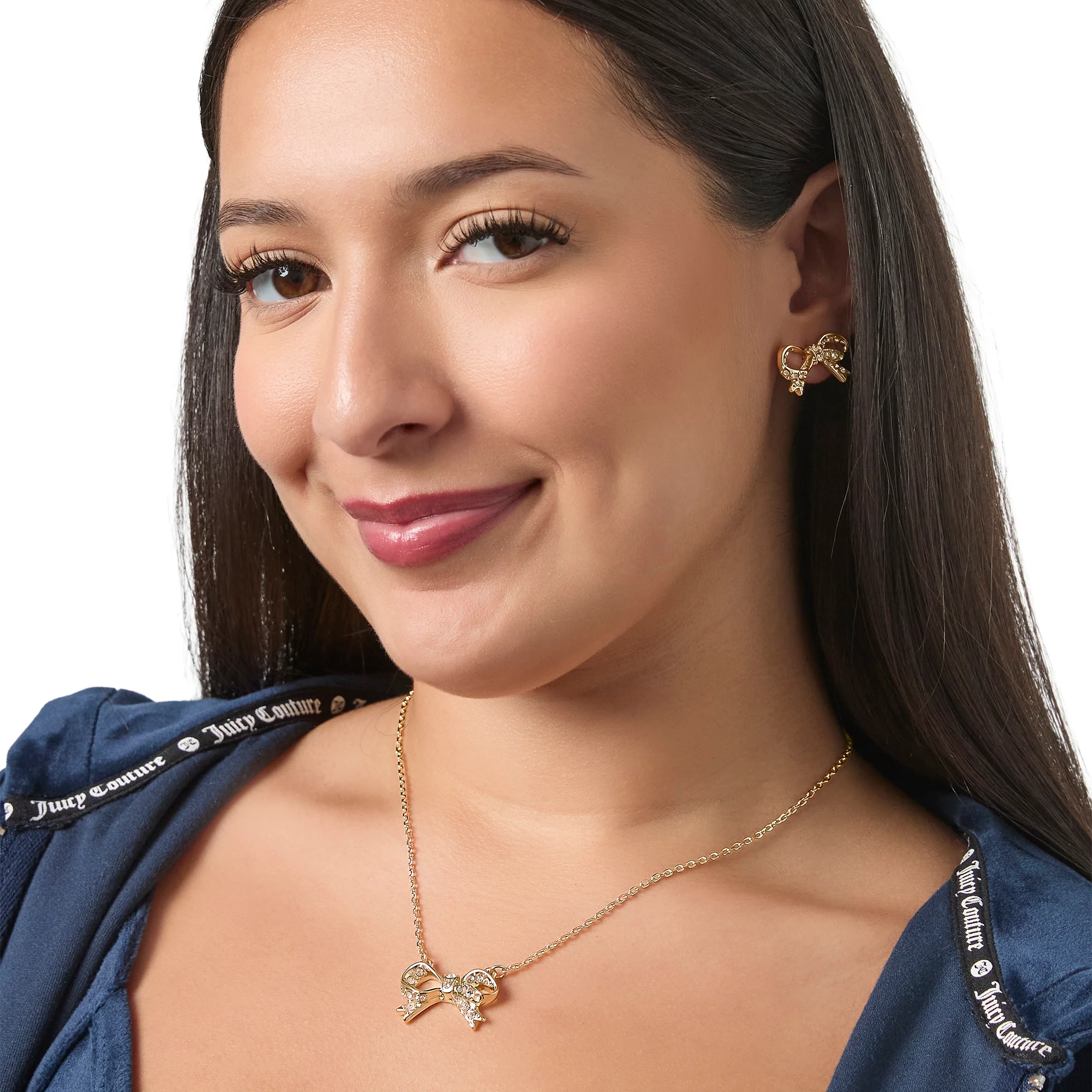 Pavé Bow Necklace & Stud Earring Set - Image 2