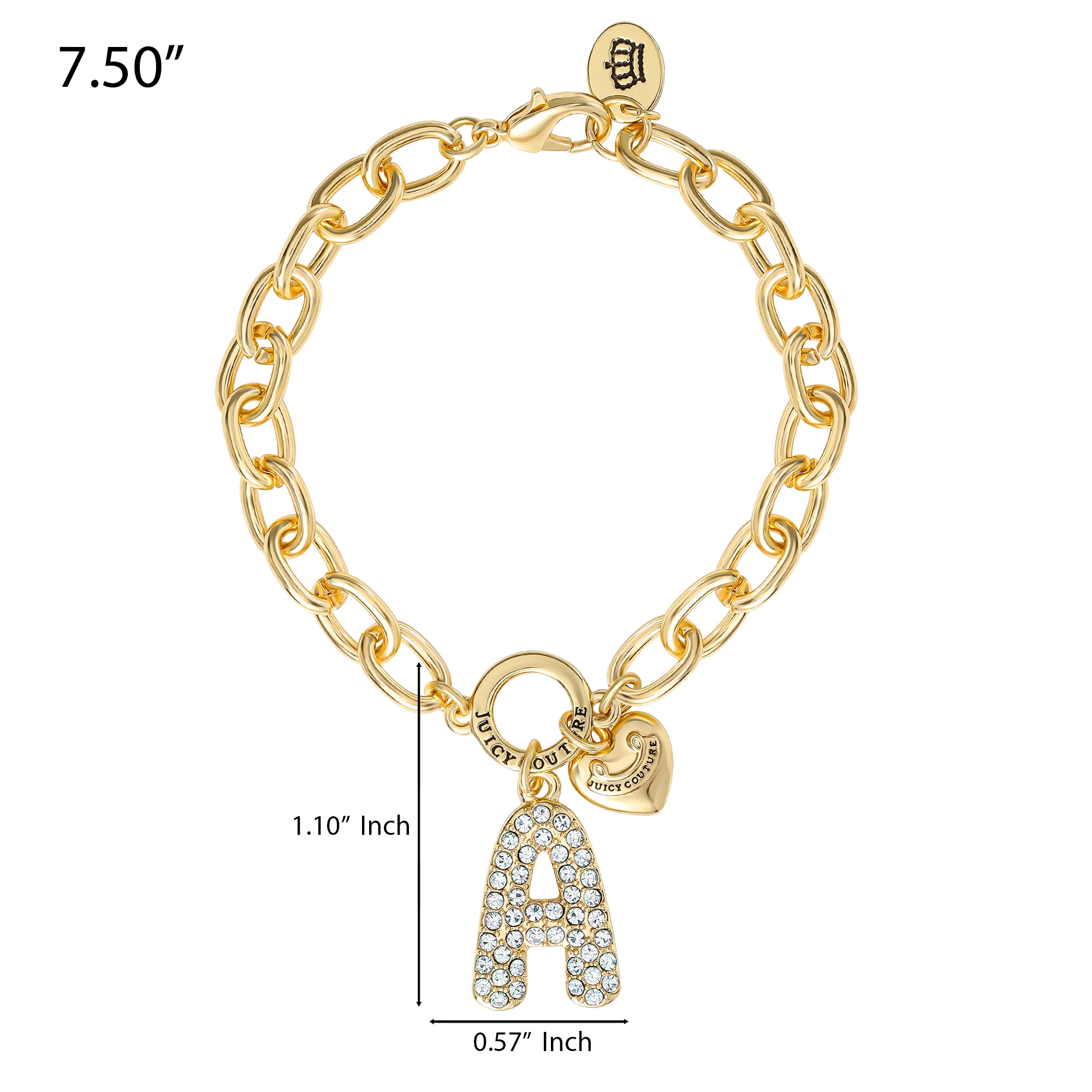 Pavé Initial Charm Bracelet, Letter A - Image 3