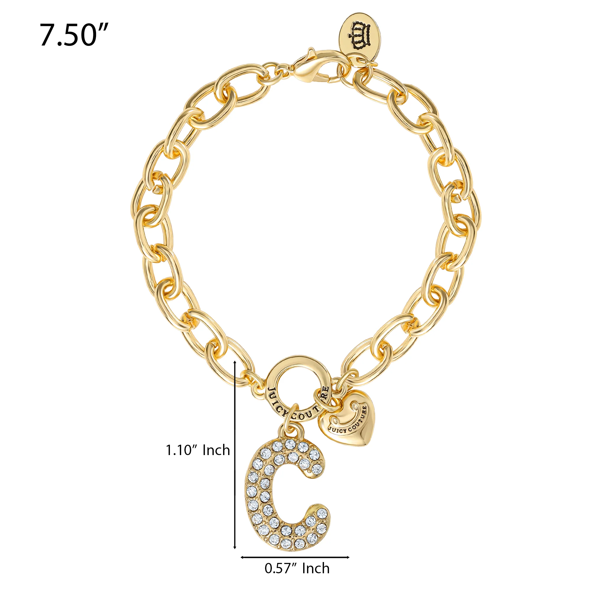Pavé Initial Charm Bracelet, Letter C - Image 3