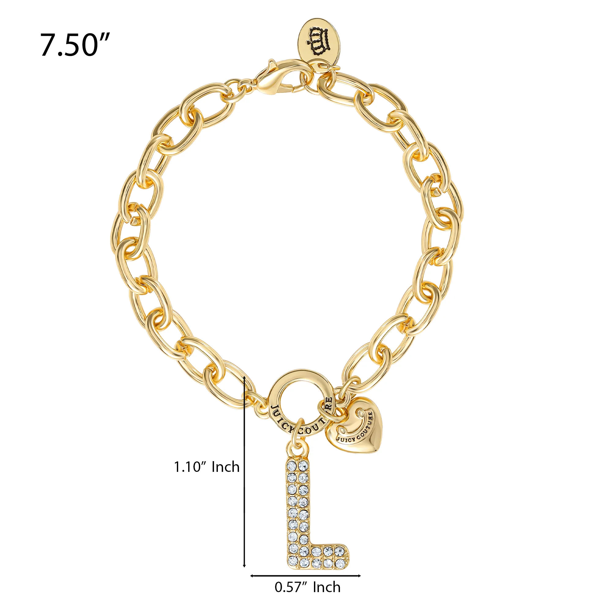 Pavé Initial Charm Bracelet, Letter L - Image 2