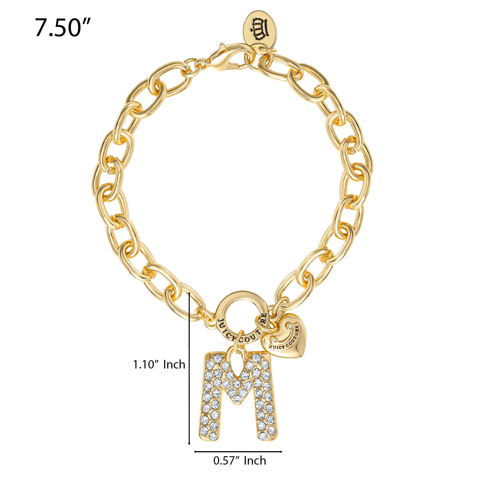 Pavé Initial Charm Bracelet, Letter M - Image 3
