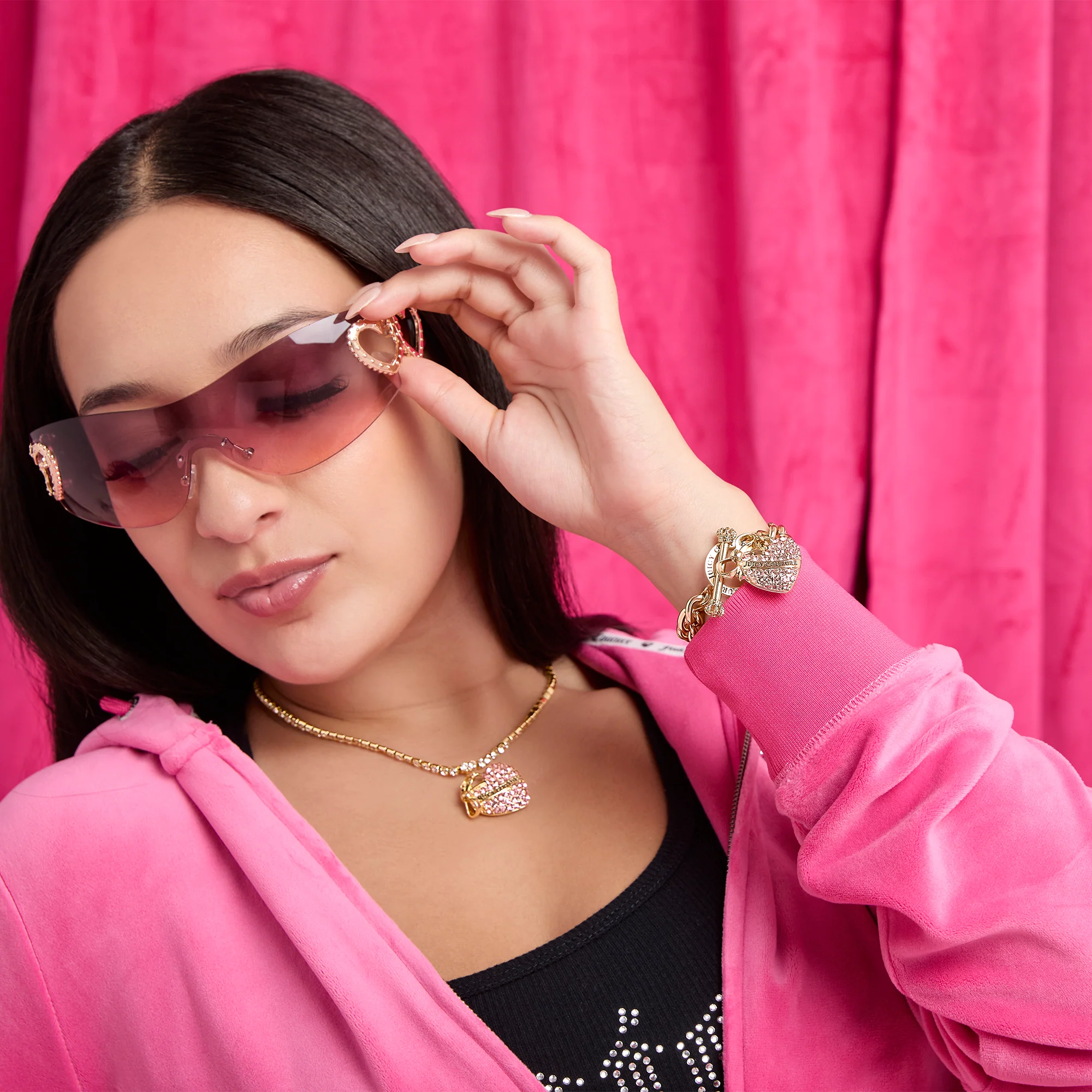 Pink Pavé Heart Toggle Bracelet - Image 3