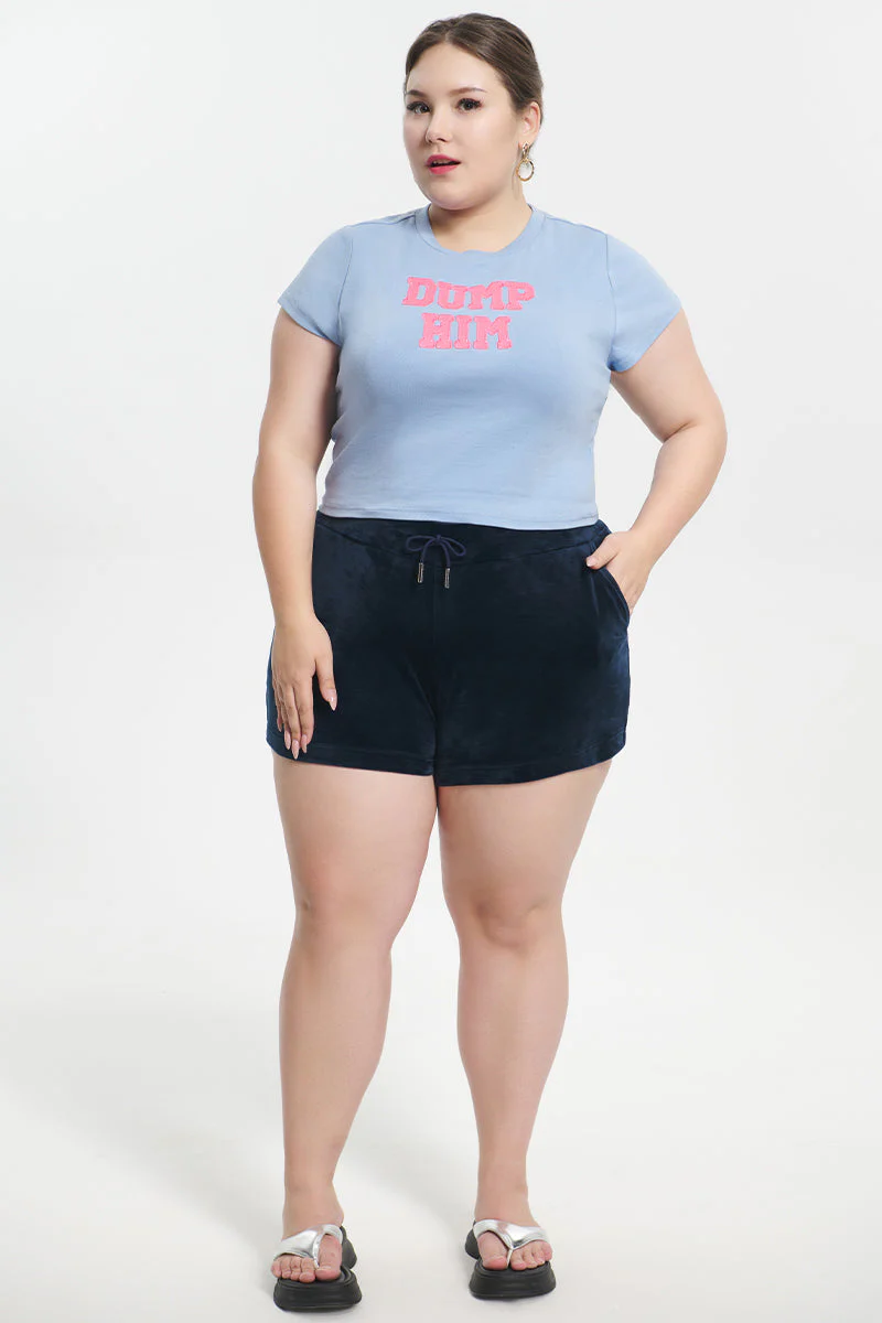 Plus-Size Big Bling Velour Shorts - Image 3