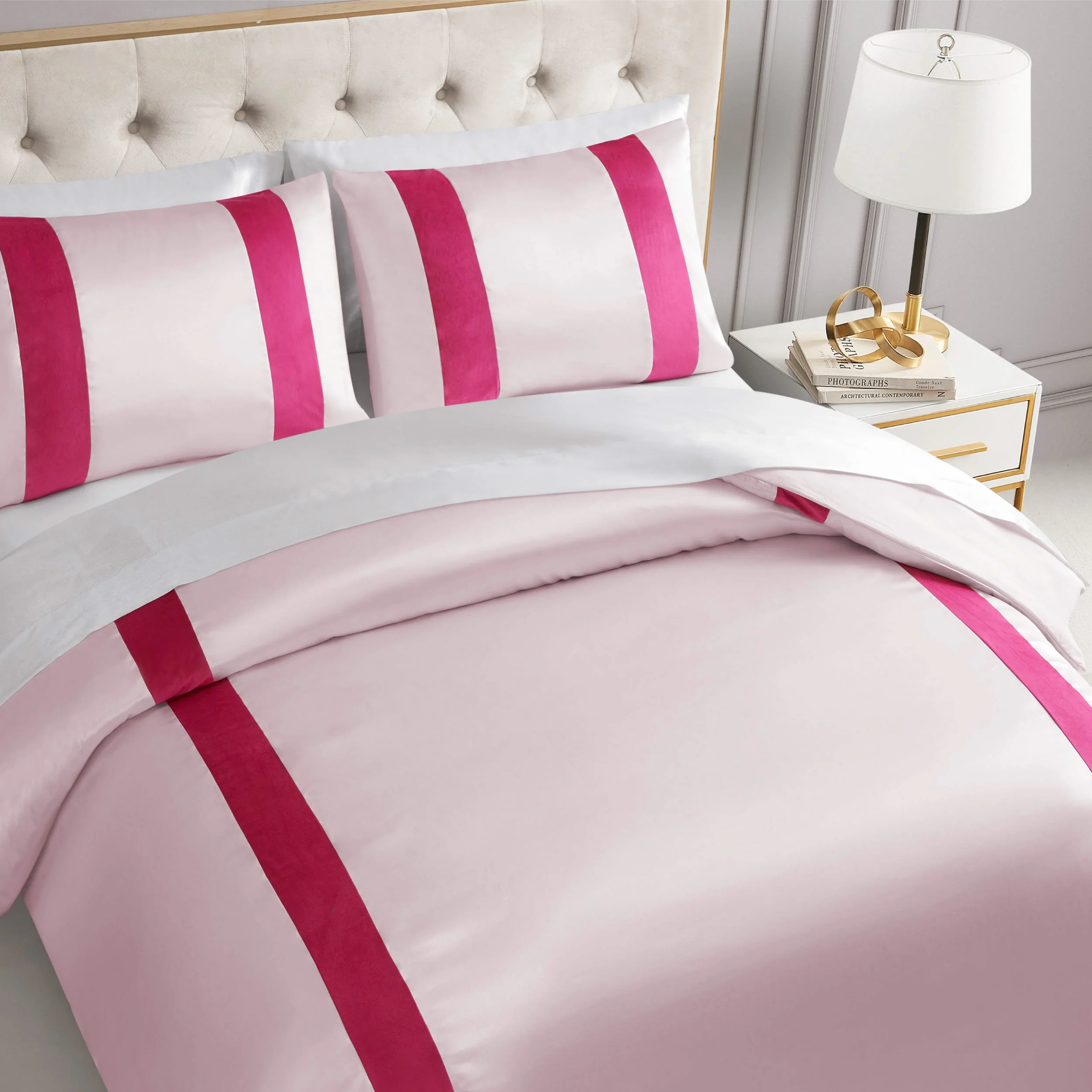 Satin Velvet Stripe Duvet Set - Image 2