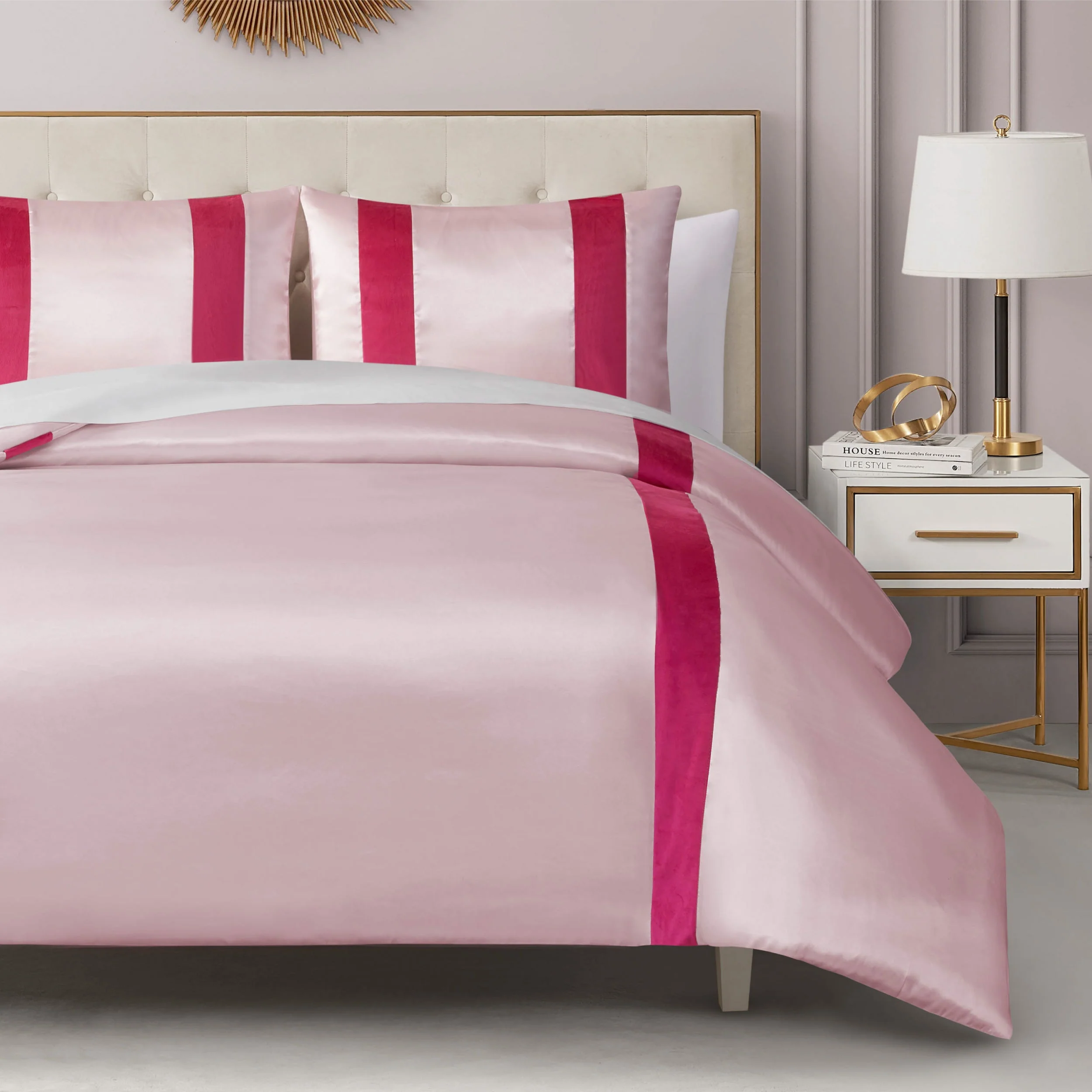 Satin Velvet Stripe Duvet Set - Image 3