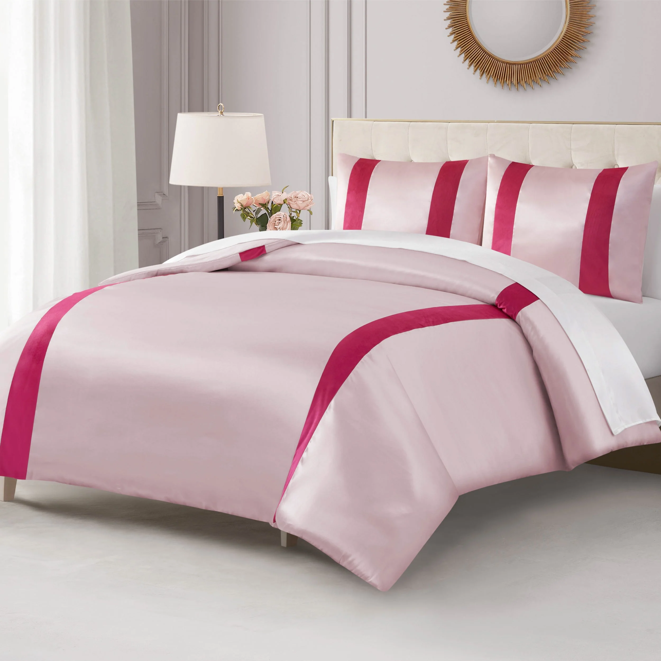 Satin Velvet Stripe Duvet Set - Image 4