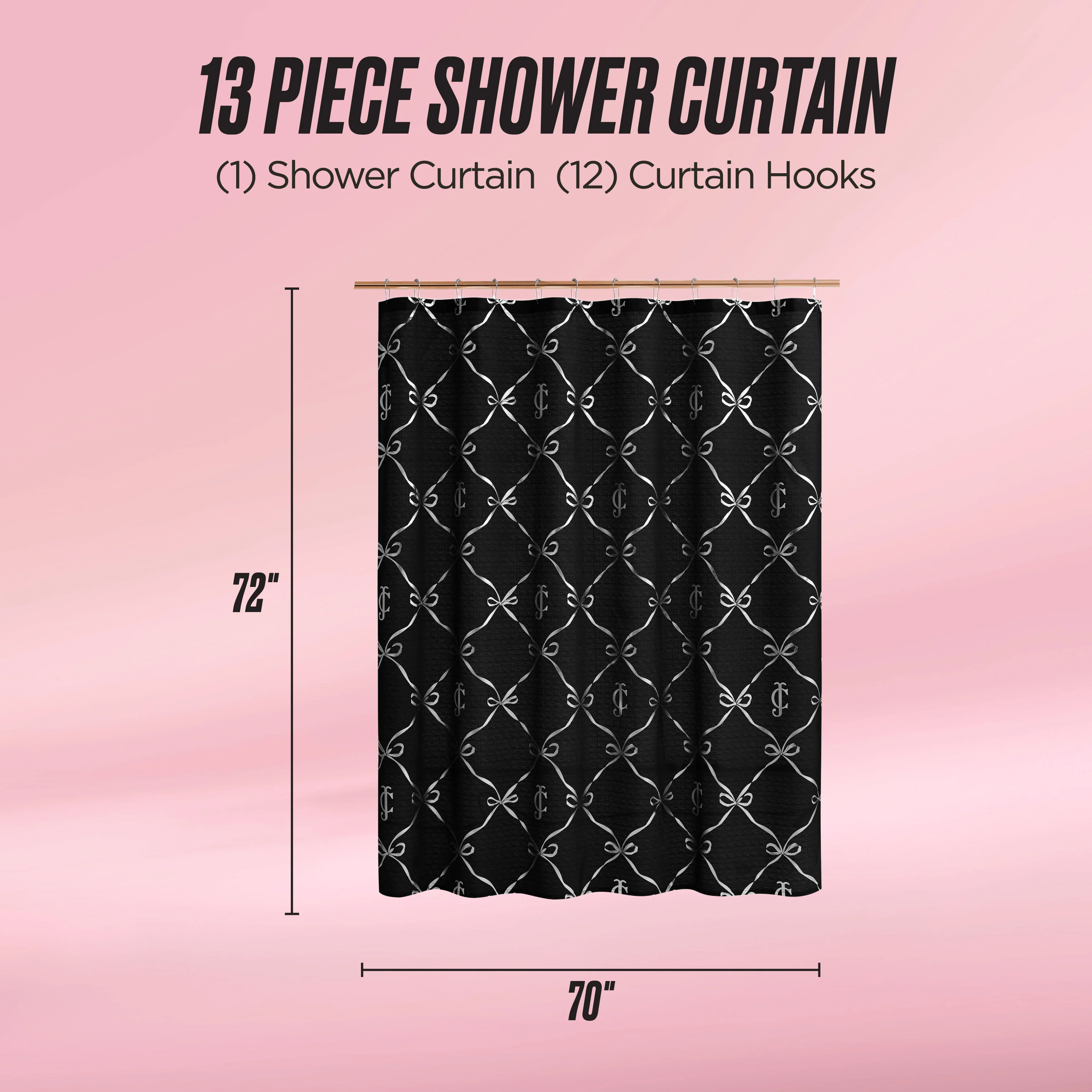 Shower Curtain and Hooks Set - Image 2