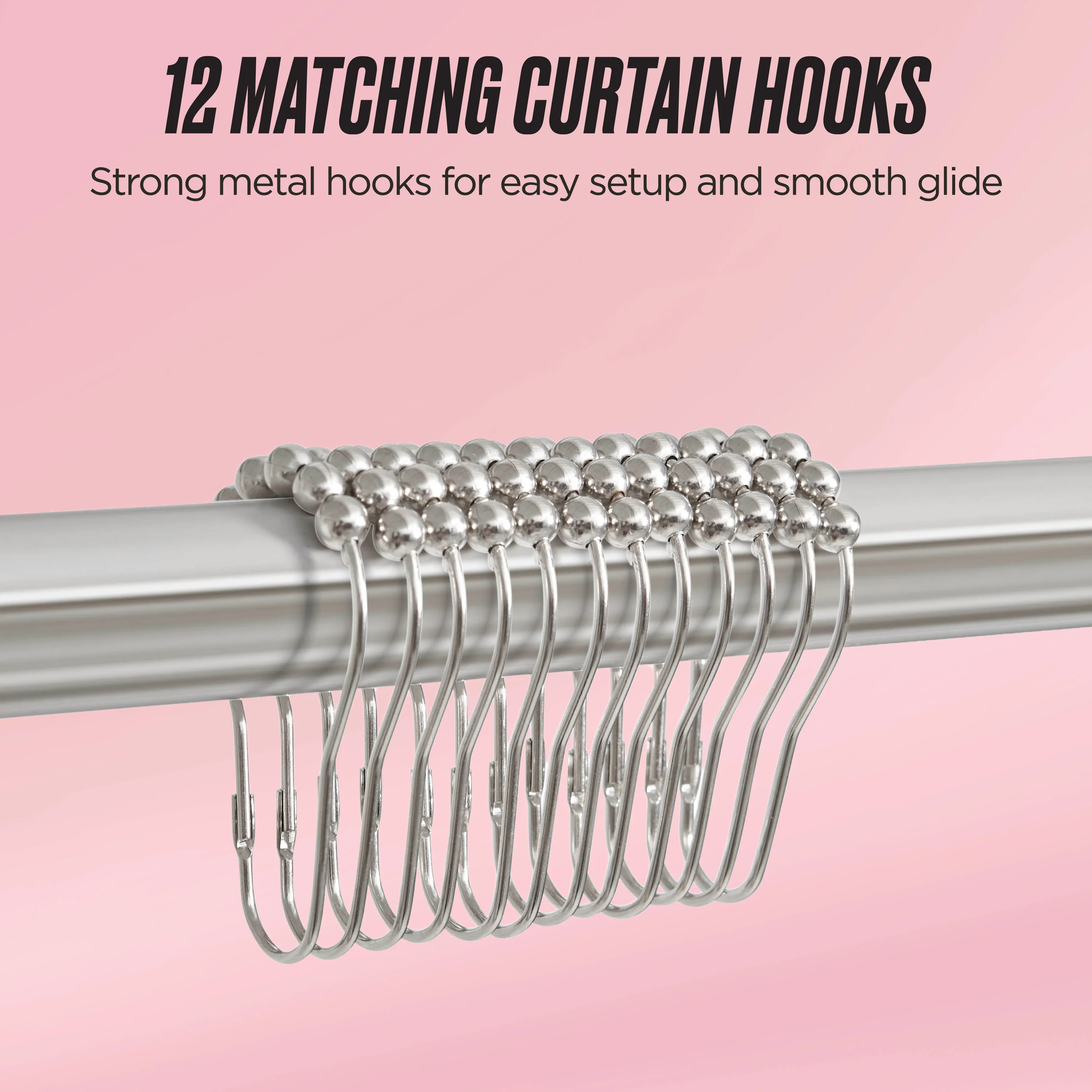 Shower Curtain and Hooks Set - Image 4