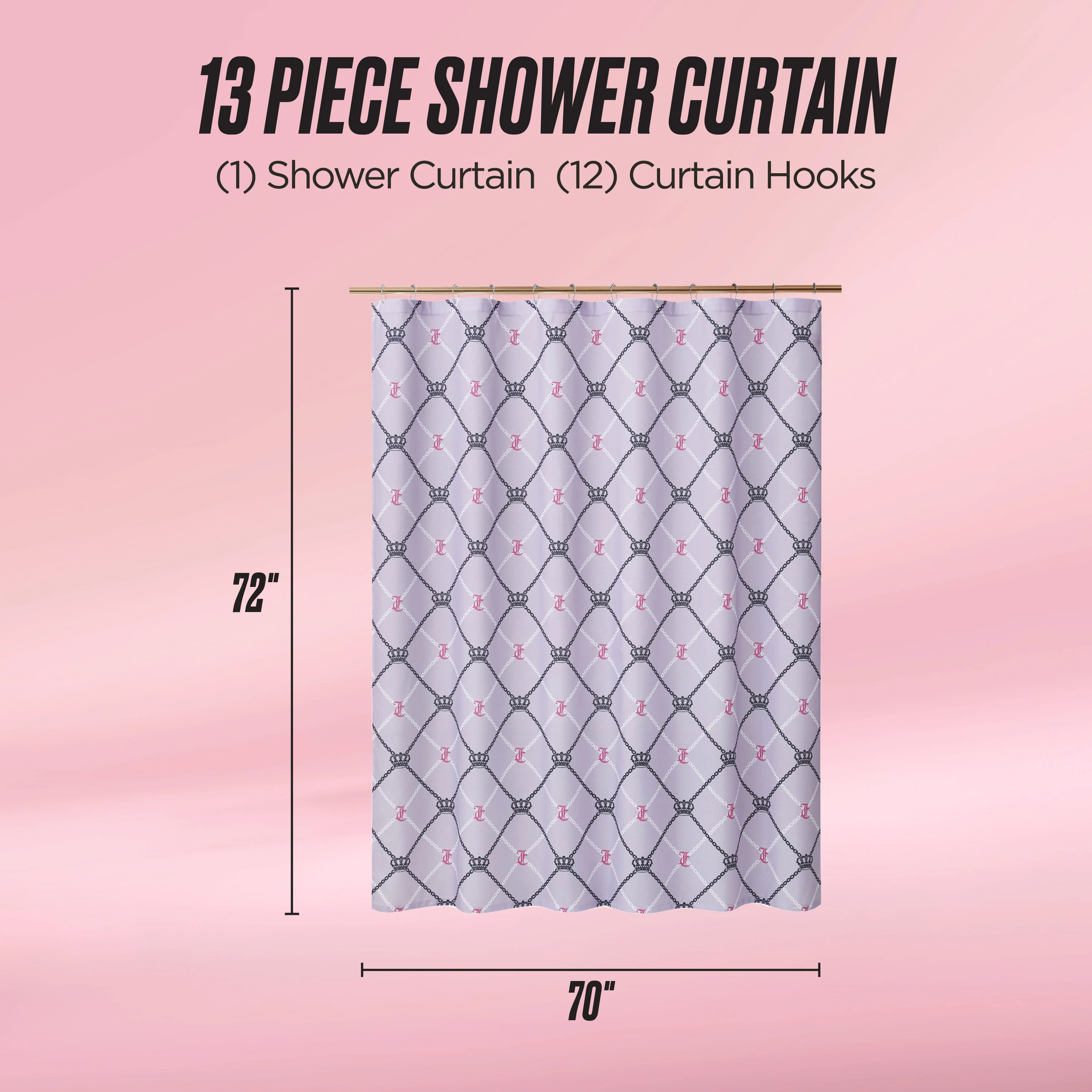 Shower Curtain and Hooks Set - Image 2
