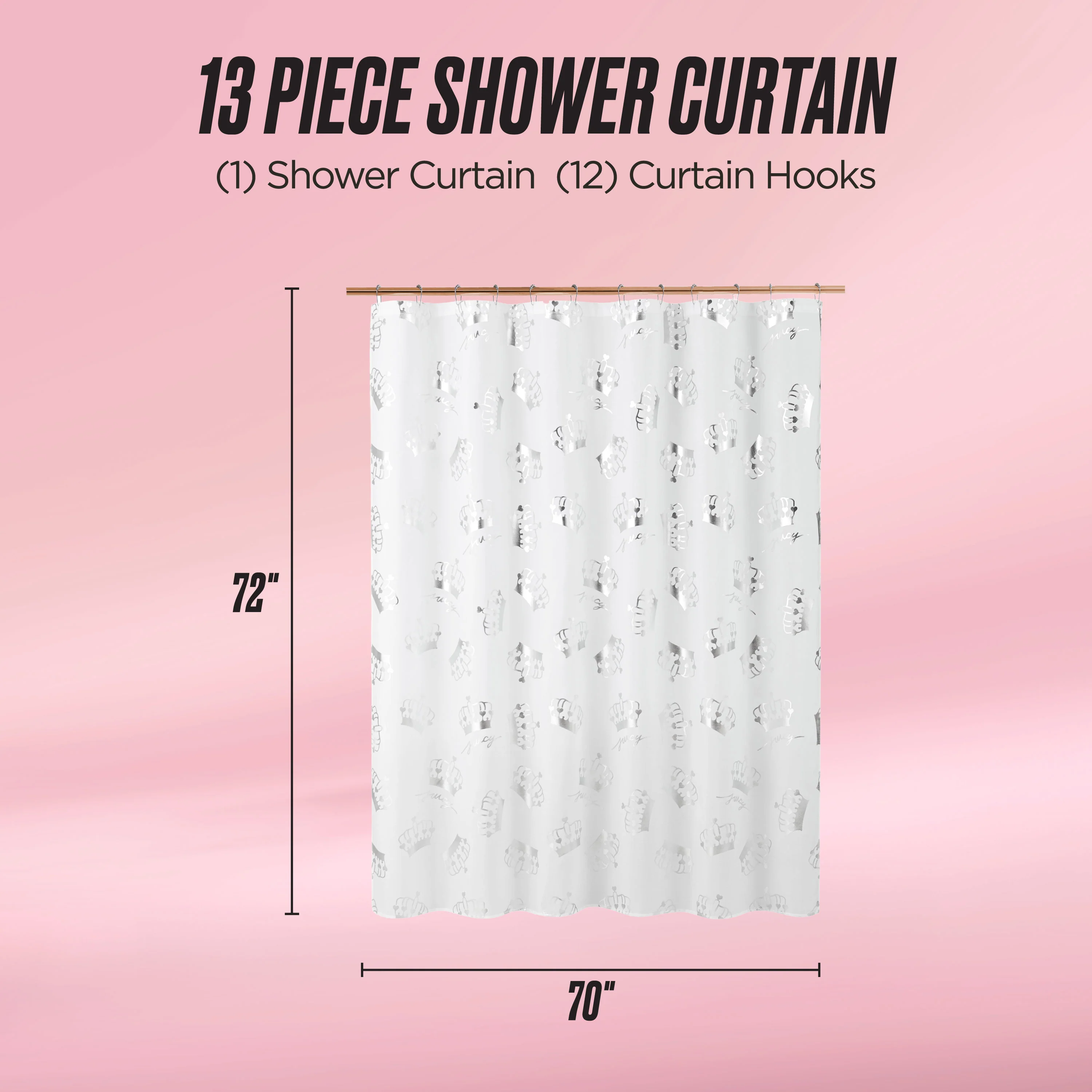 Shower Curtain and Hooks Set - Image 2