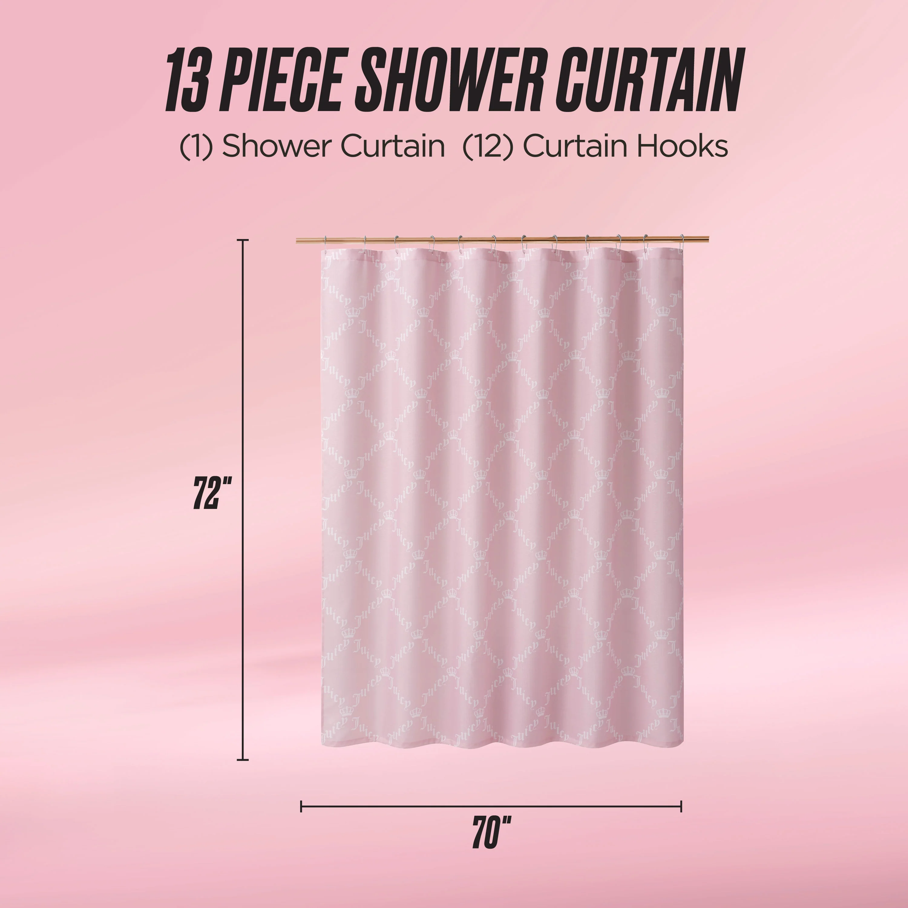 Shower Curtain and Hooks Set - Image 2
