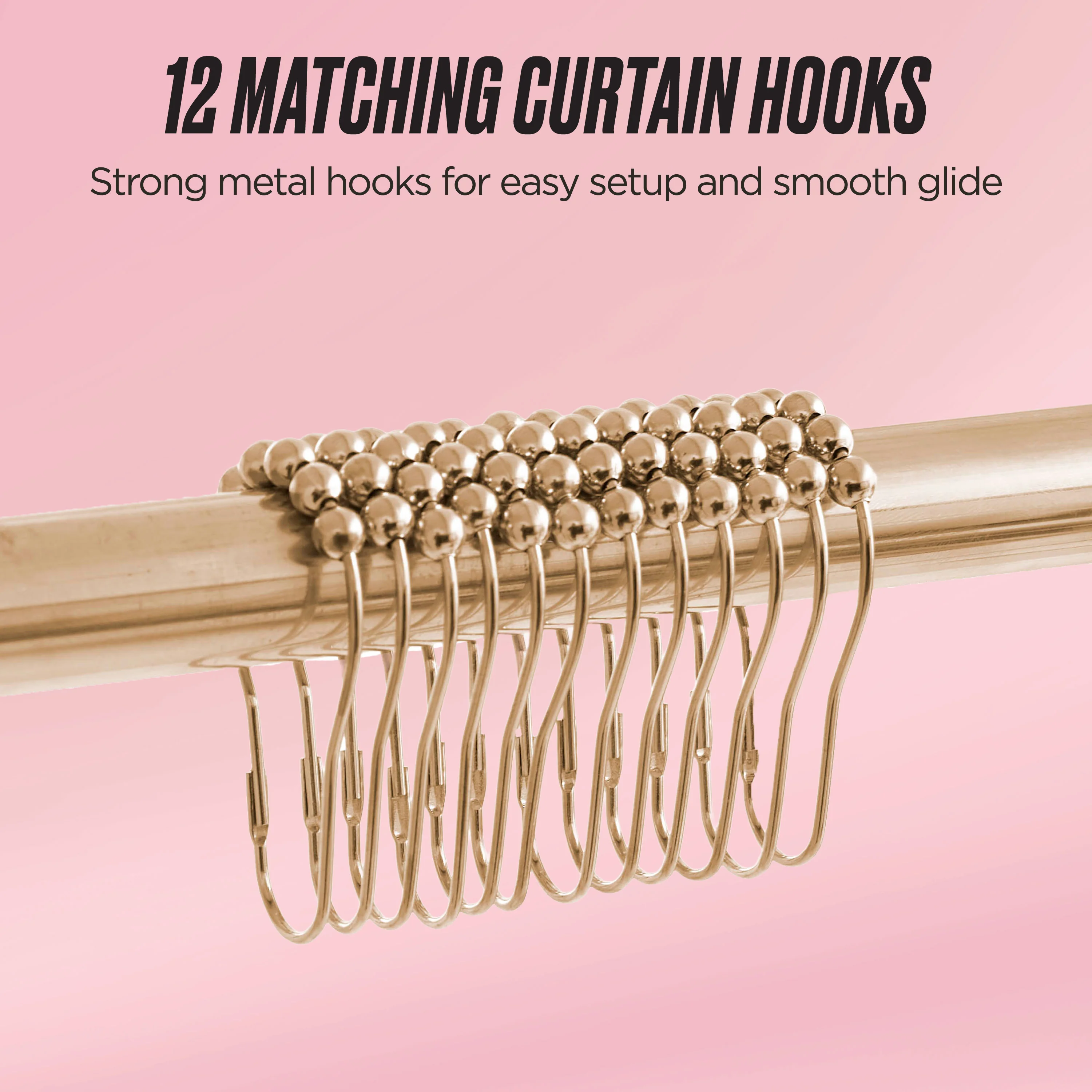 Shower Curtain and Hooks Set - Image 4