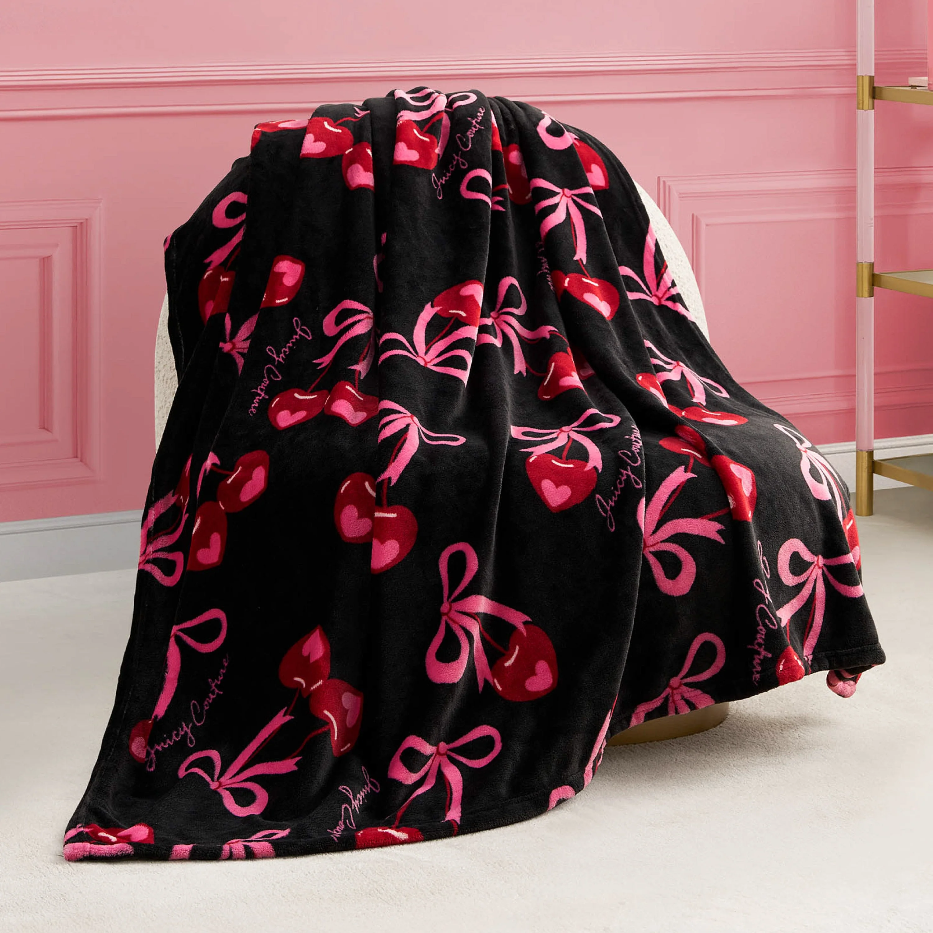 Sweet Cherry Bows Plush Throw Blanket - Image 2