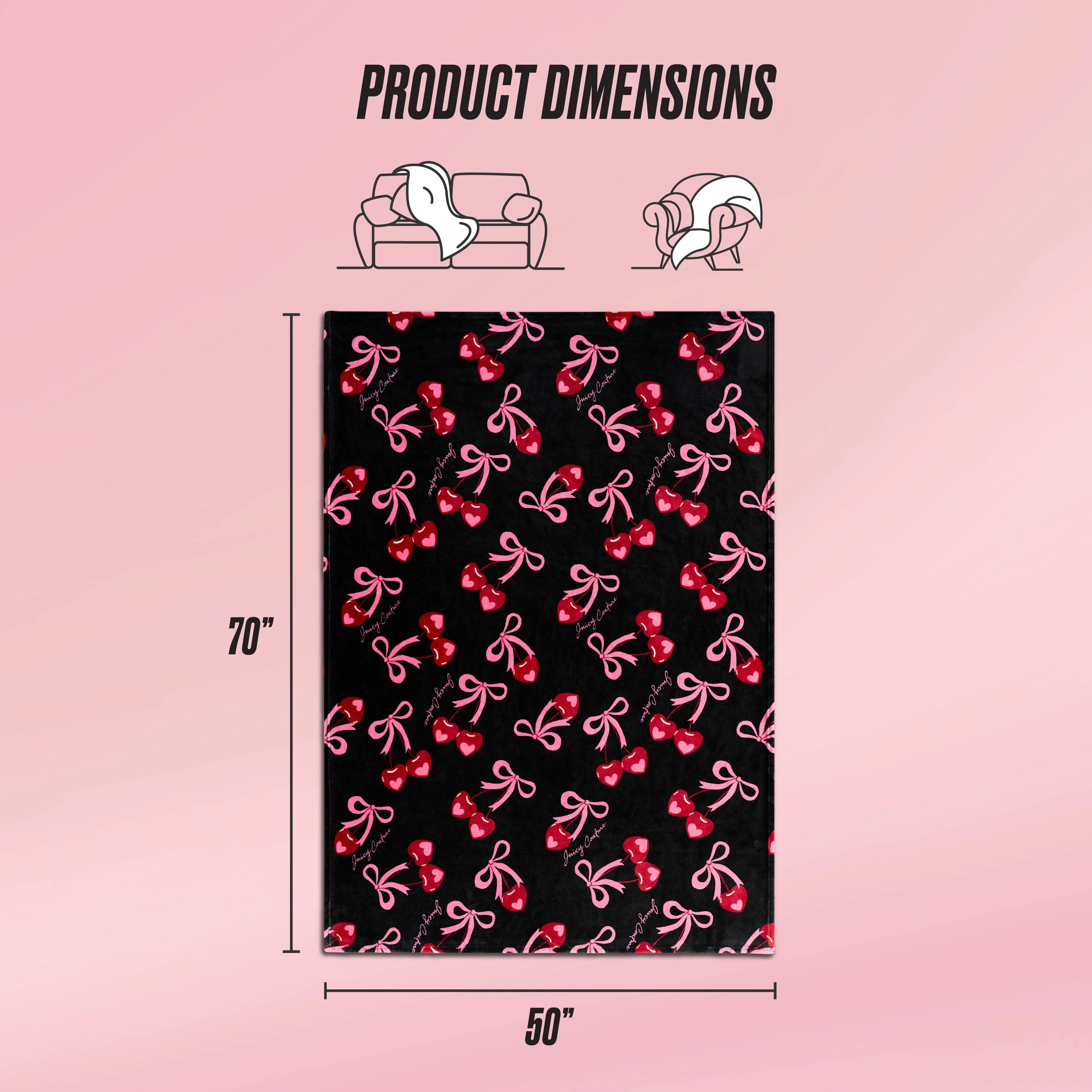 Sweet Cherry Bows Plush Throw Blanket - Image 3