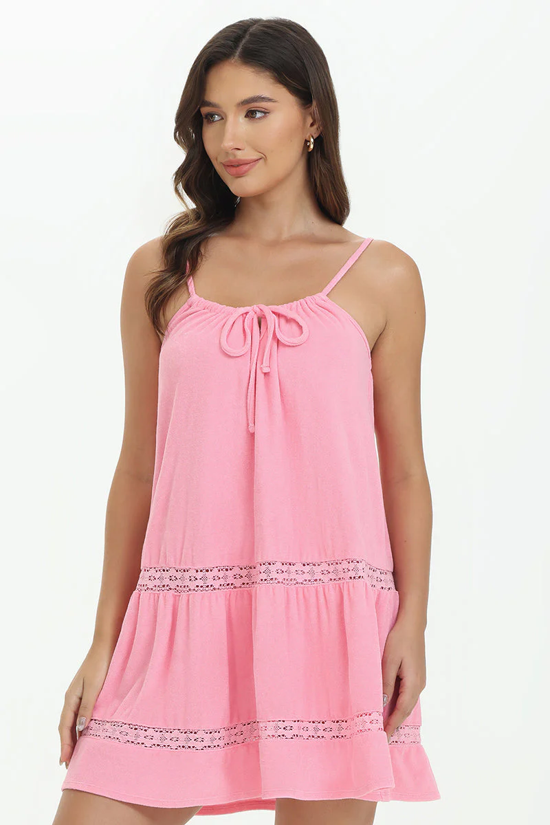 Towel Terry Lace Trim Tiered Dress - Image 4