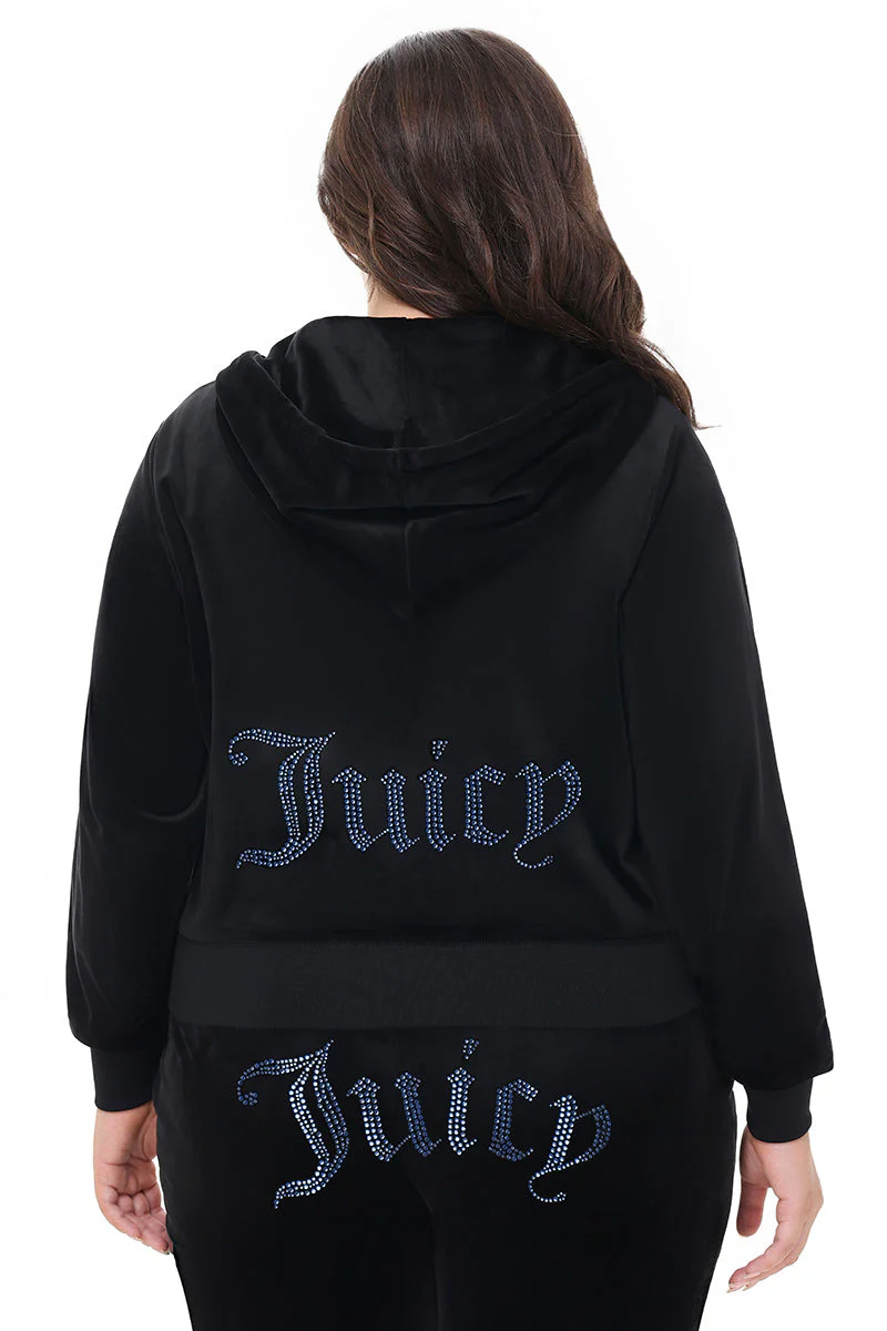 Plus-Size Technicolor Customizable Big Bling Velour Hoodie - Image 5