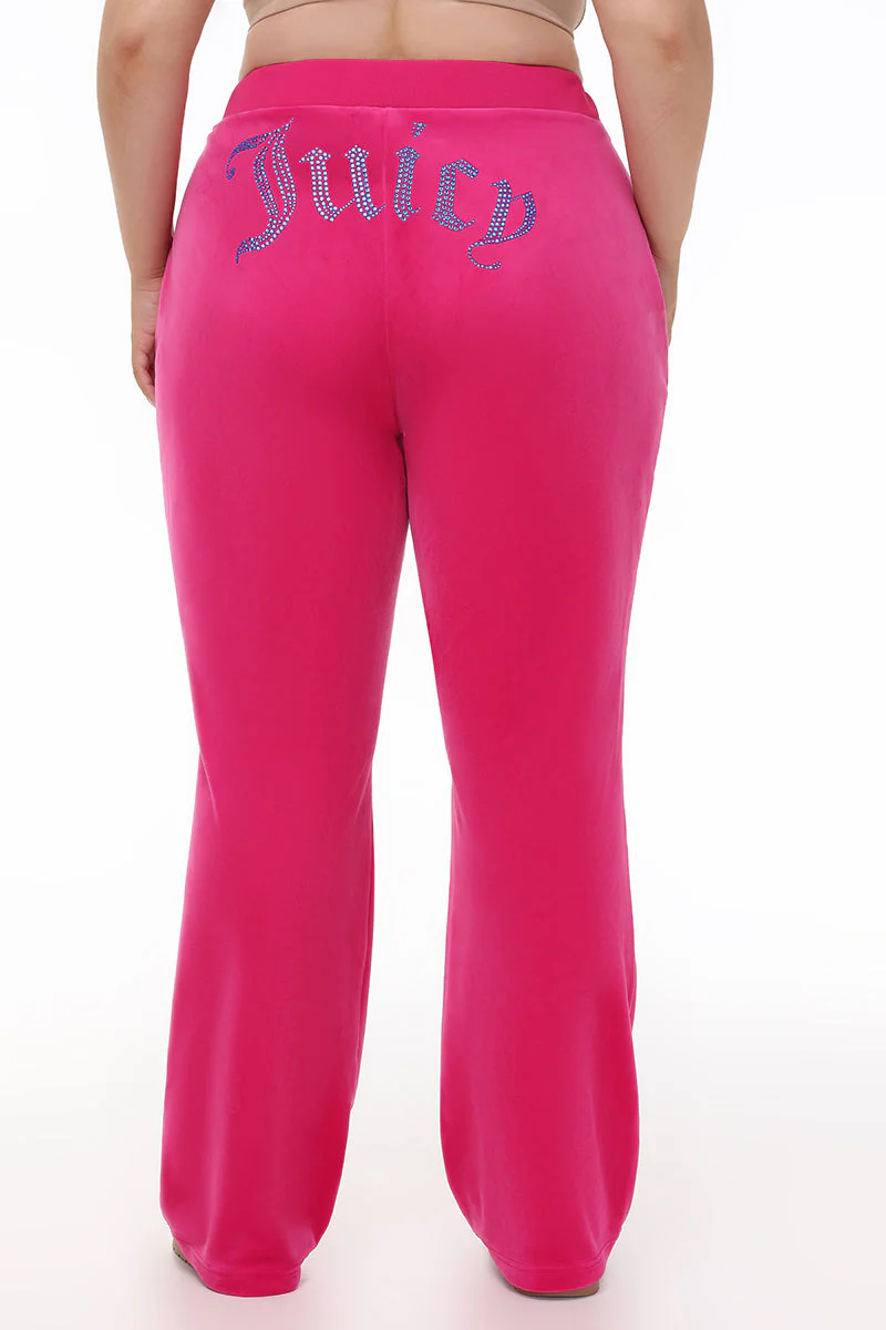 Plus-Size Technicolor Customizable Big Bling Velour Track Pants - Image 3