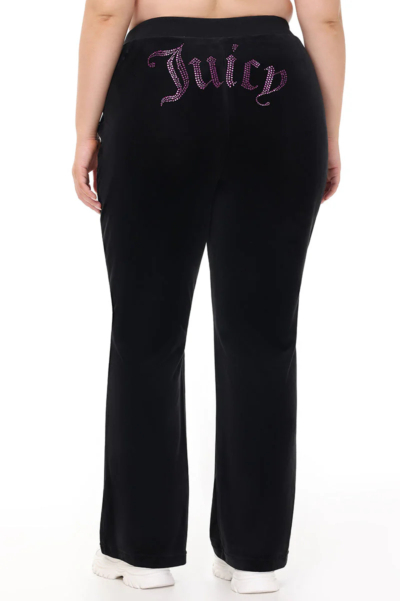 Plus-Size Technicolor Customizable Big Bling Velour Track Pants