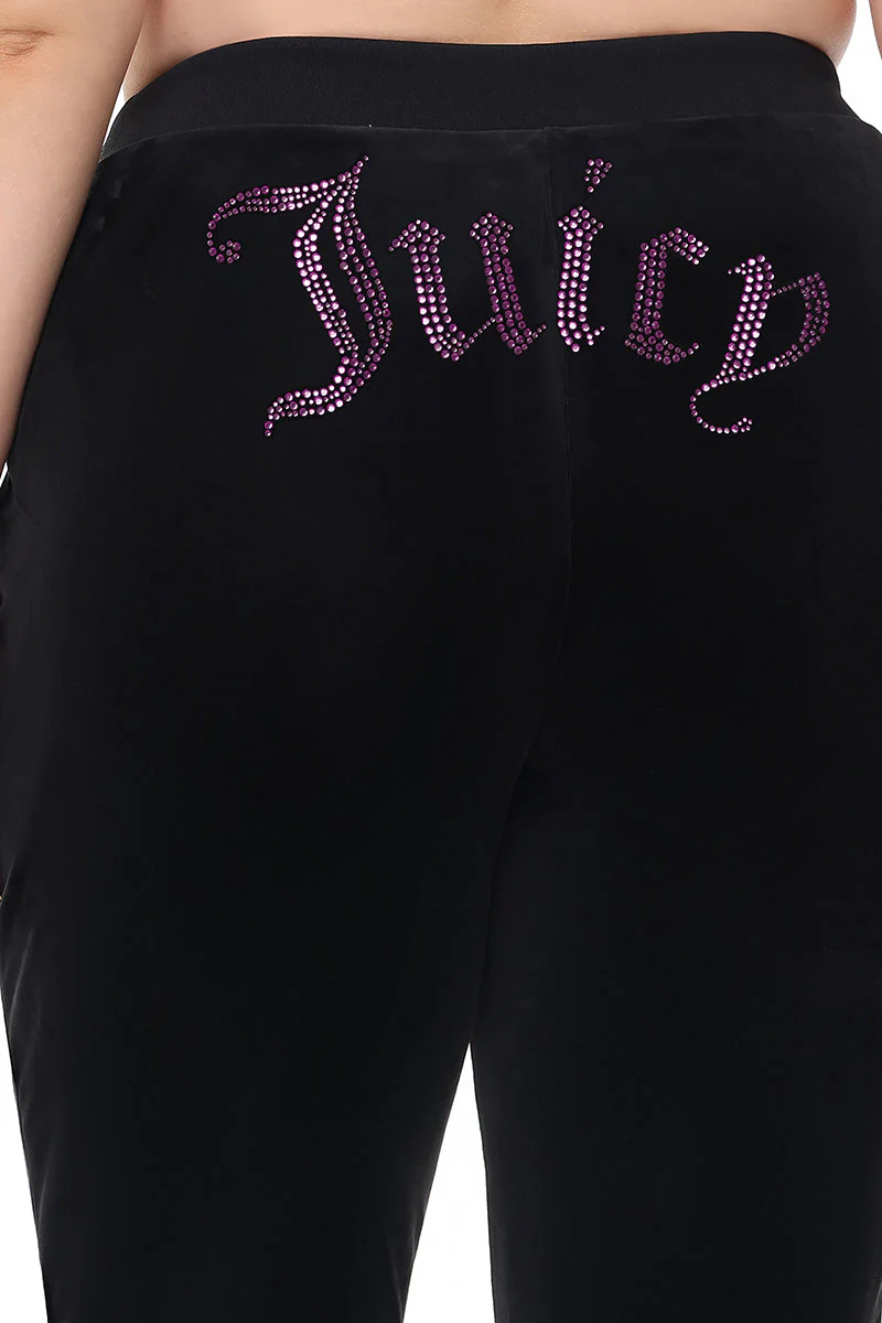 Plus-Size Technicolor Customizable Big Bling Velour Track Pants - Image 2