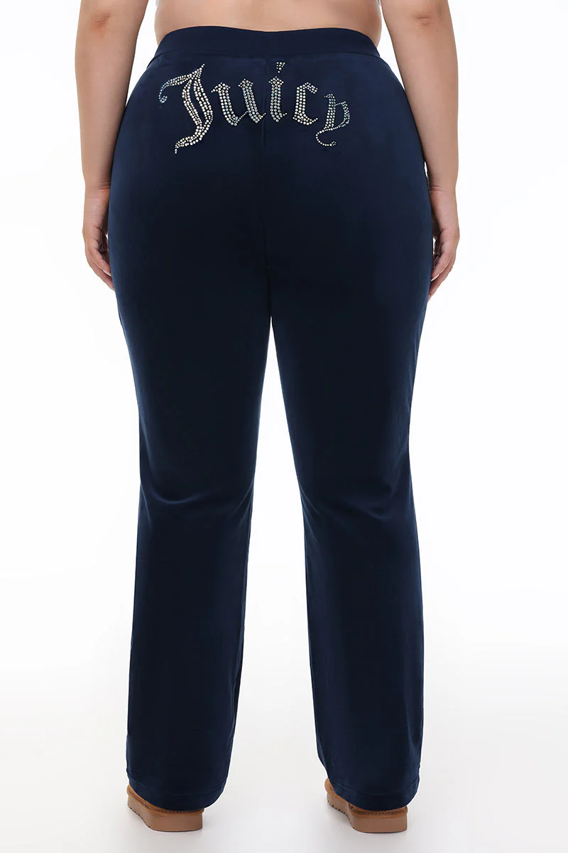Plus-Size Technicolor Customizable Big Bling Velour Track Pants